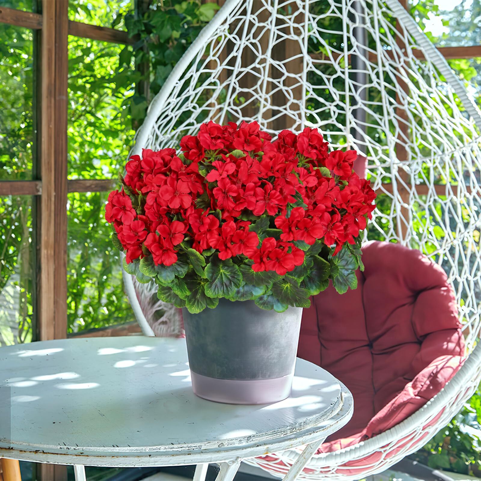 Fake Flowers 2PCS 17.3In Artificial Geraniums for Outdoors Realistic Artifici…