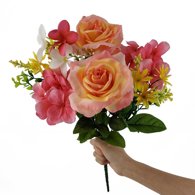 16 Inch Artificial Flower Bush Rose Hydrangea Indoor Decoration Events Home New