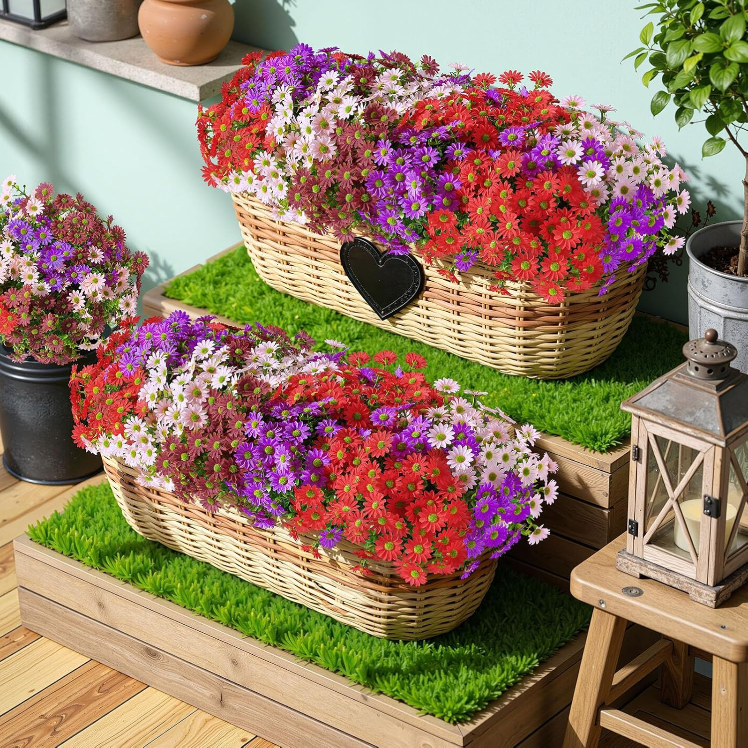 Alupssuc 20 Bundles Artificial Daisies Flowers Fake Plant for Indoor Outdoor Dec