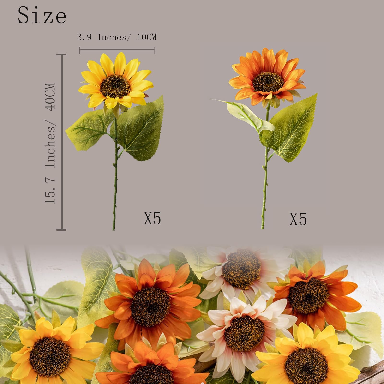 10 Pack Sunflowers Artificial Flowers – Realistic Fake Sunflowers for Home De…