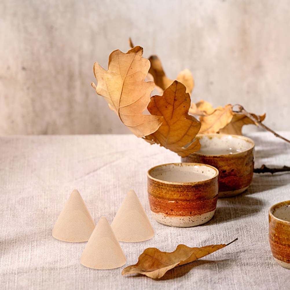 10Pcs Wood DIY Cone Craft Beige Unfinished Ornament for Painting and Staining