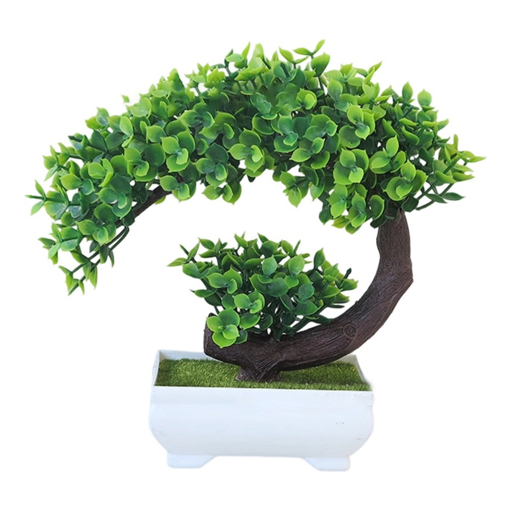 Faux Green Bonsai Tree Small Floral Art Decorative Plant for Office Desk Space