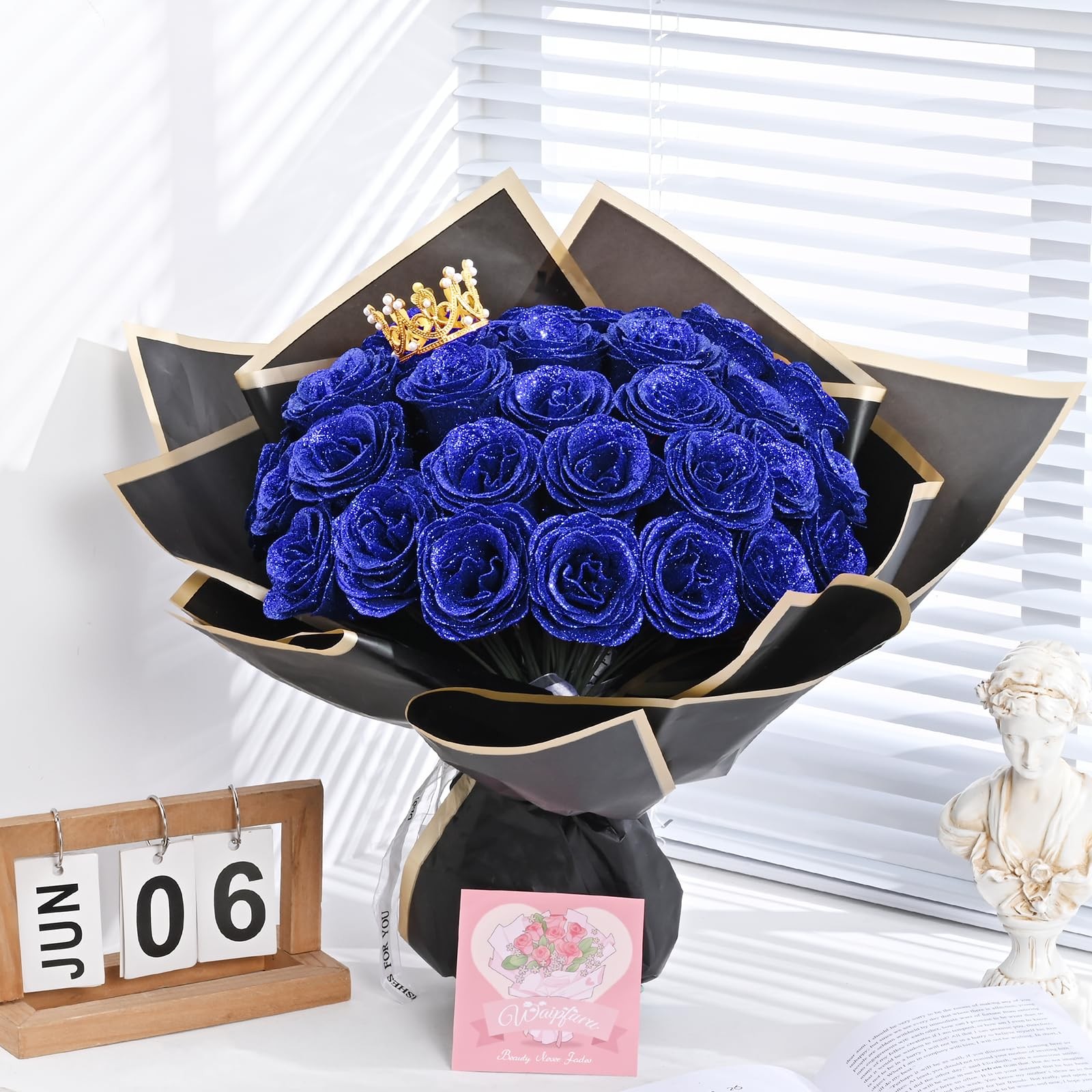 Glitter Roses Bouquet, DIY Fake Glitter Flowers Bouquet, Everlasting Shiny Ar…