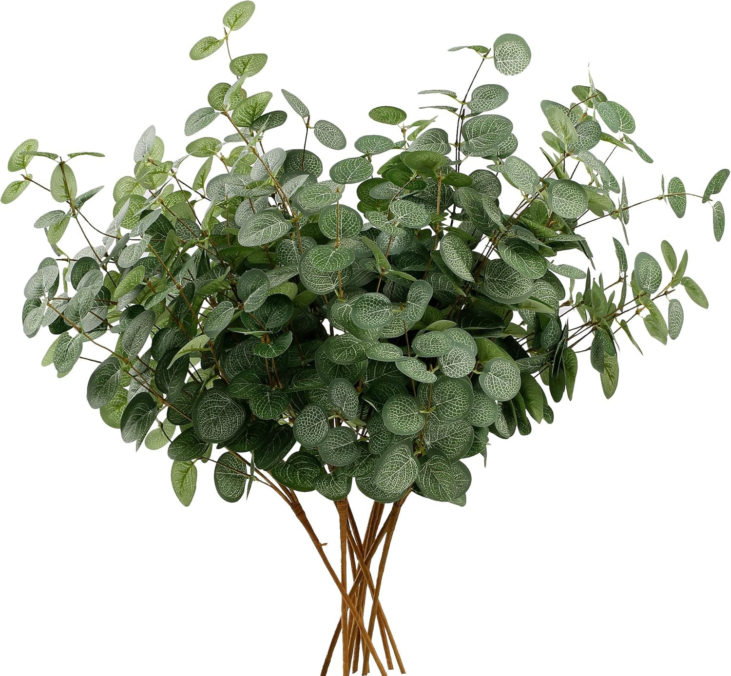6 Bunches Artificial Eucalyptus Stems 24″ Faux Eucalyptus Leaves Branches Silk F