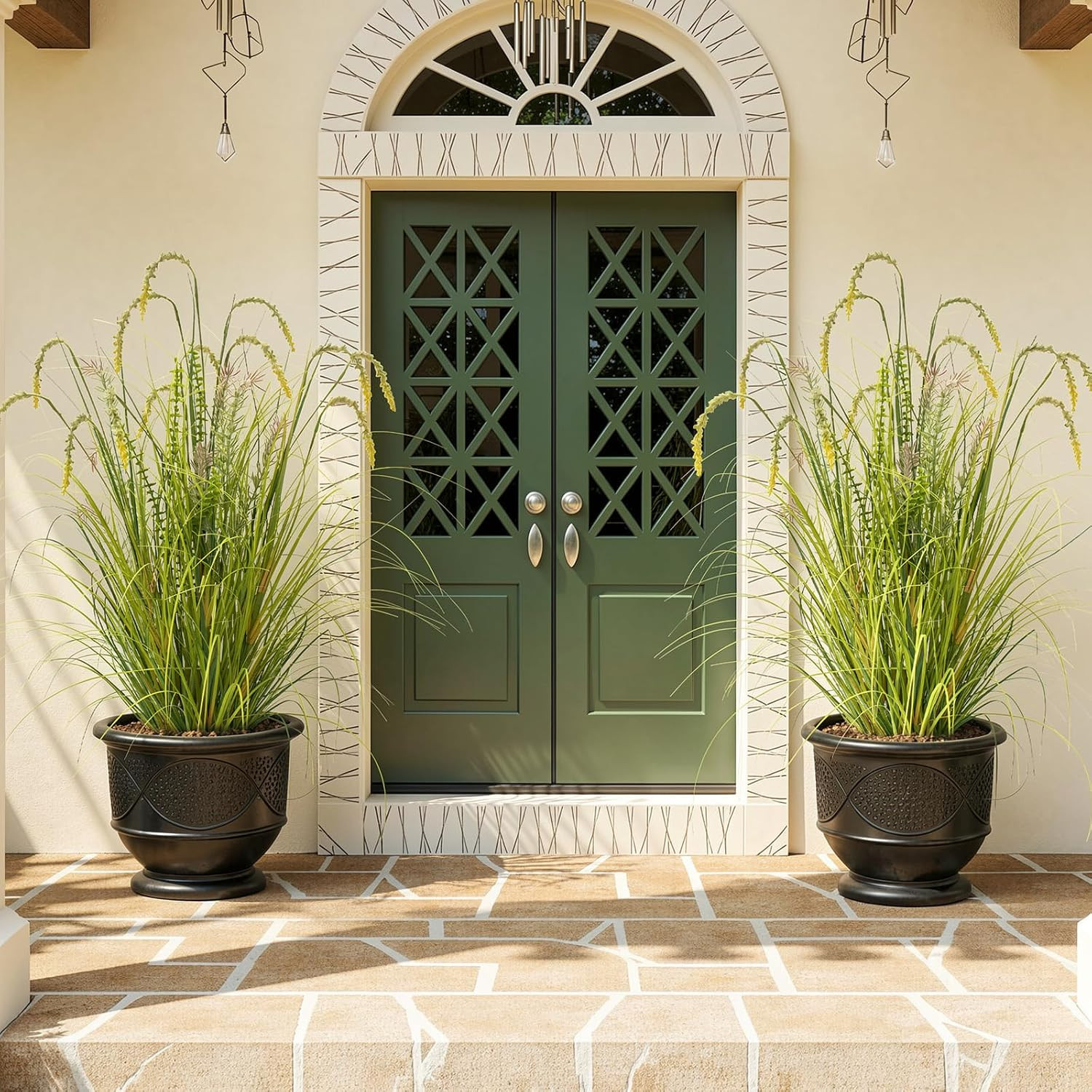 3FT Artificial Reed Grass ,2 Pack Artificial Tall Grass Plants Outdoor Indoor ,F
