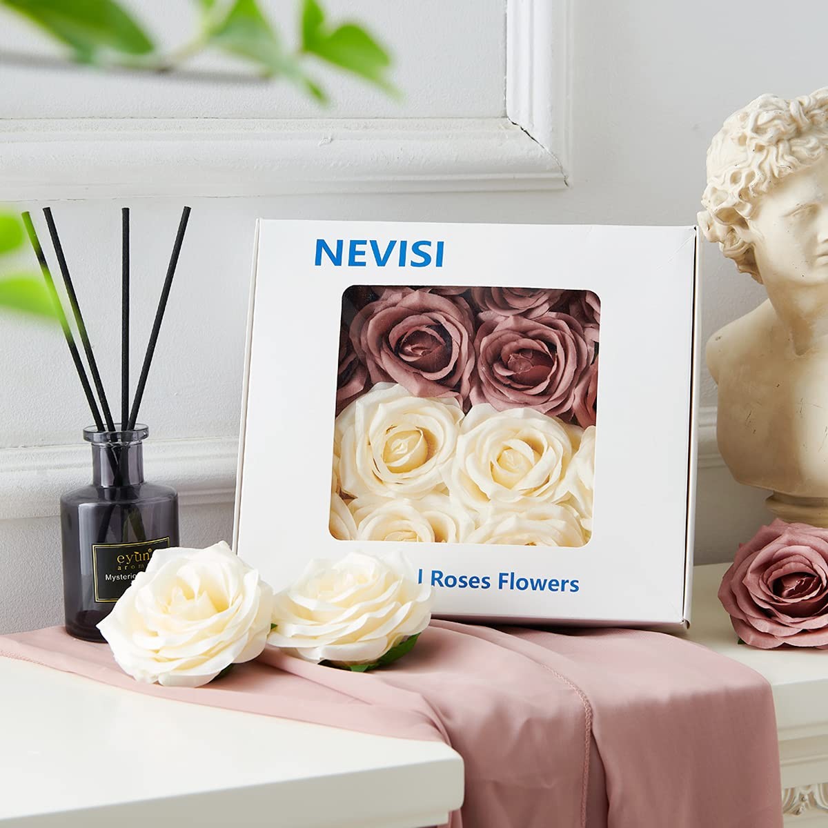 NEVISI Roses Artificial Flowers Artificial Roses Fake Rose Silk Rose Fake Flo…