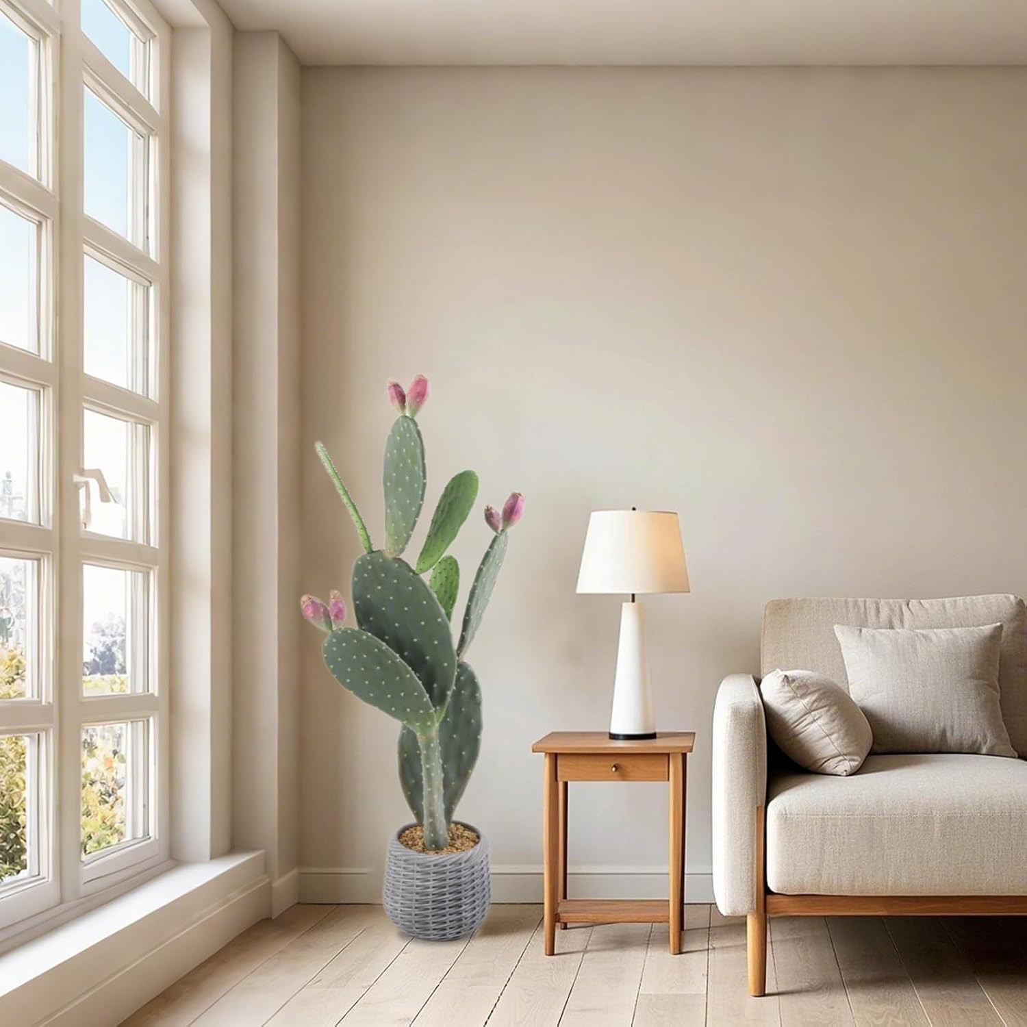 Artificial Cactus Potted Plant 42″ Fake Big Cactus Faux Desert Cacti Saguaro