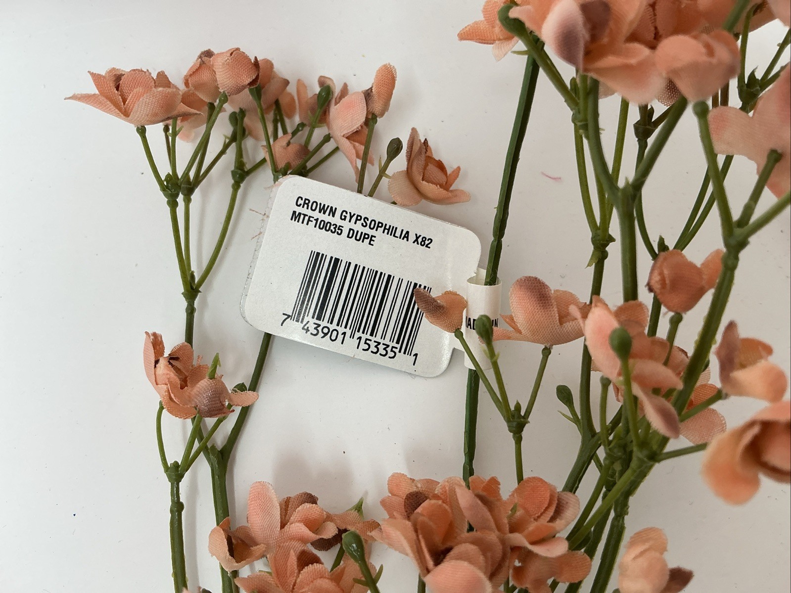 Crown Gypsophilia Peach and Off White 22” Lavender Spray Pink 20” 3 Picks NOS