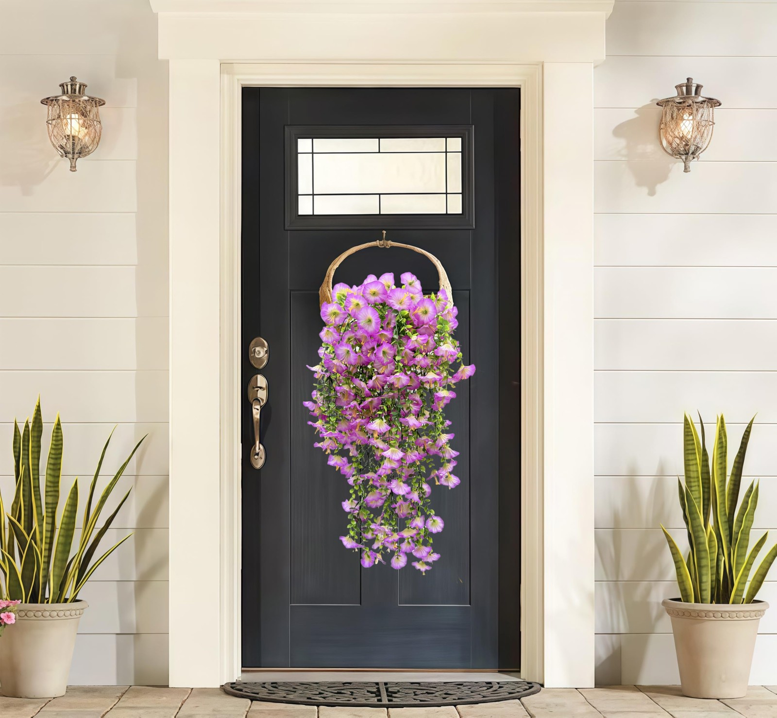 3Pcs Artificial Hanging Flowers for Outdoors UV Resistant Realistic PurpleFau…
