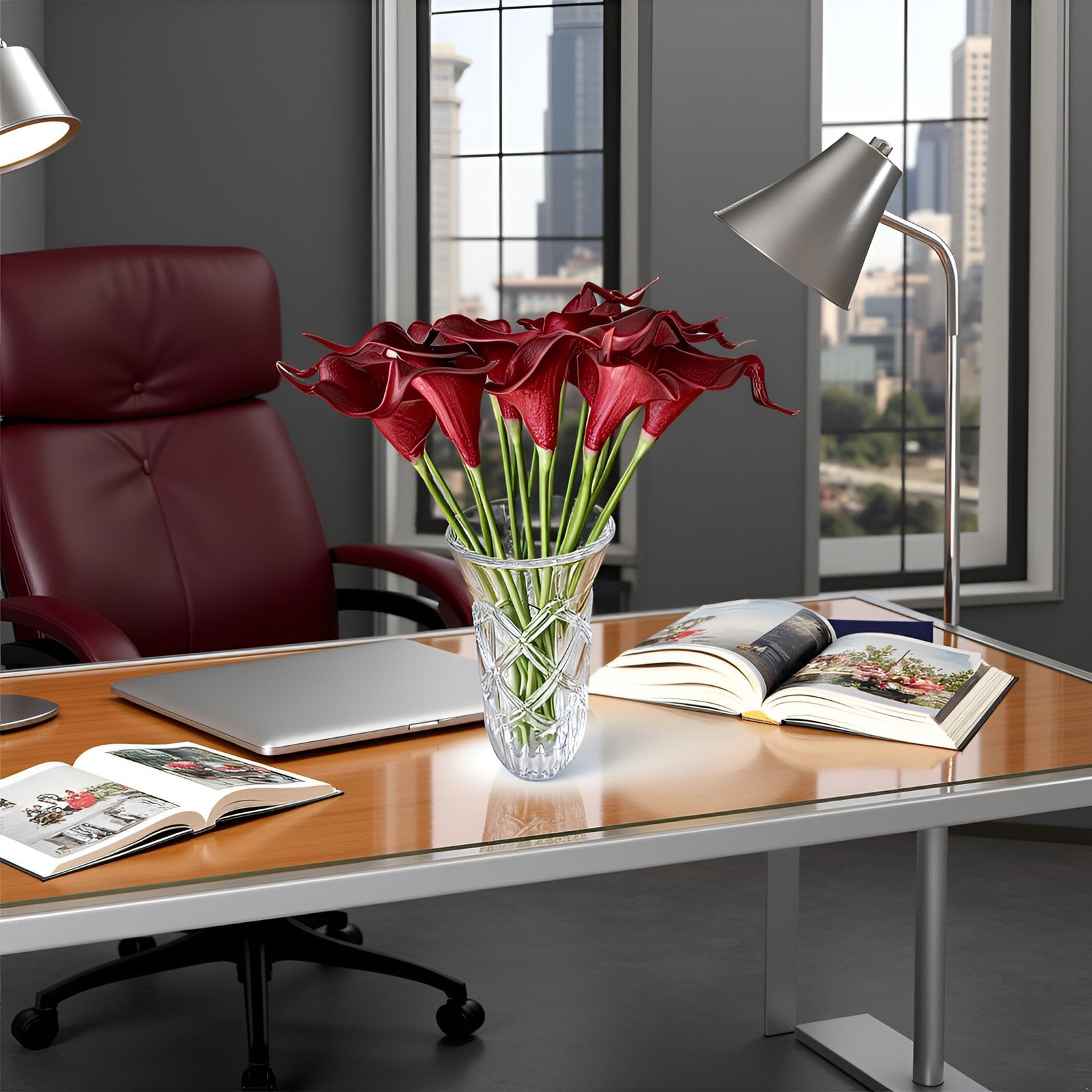 20 Pack 14″ Calla Lily Artificial Flowers – Real Touch Burgundy Latex Flowers…