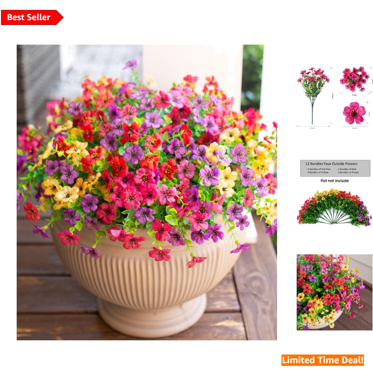 12 Bundles of UV Resistant Faux Daisy & Eucalyptus – Outdoor and Indoor Beauty