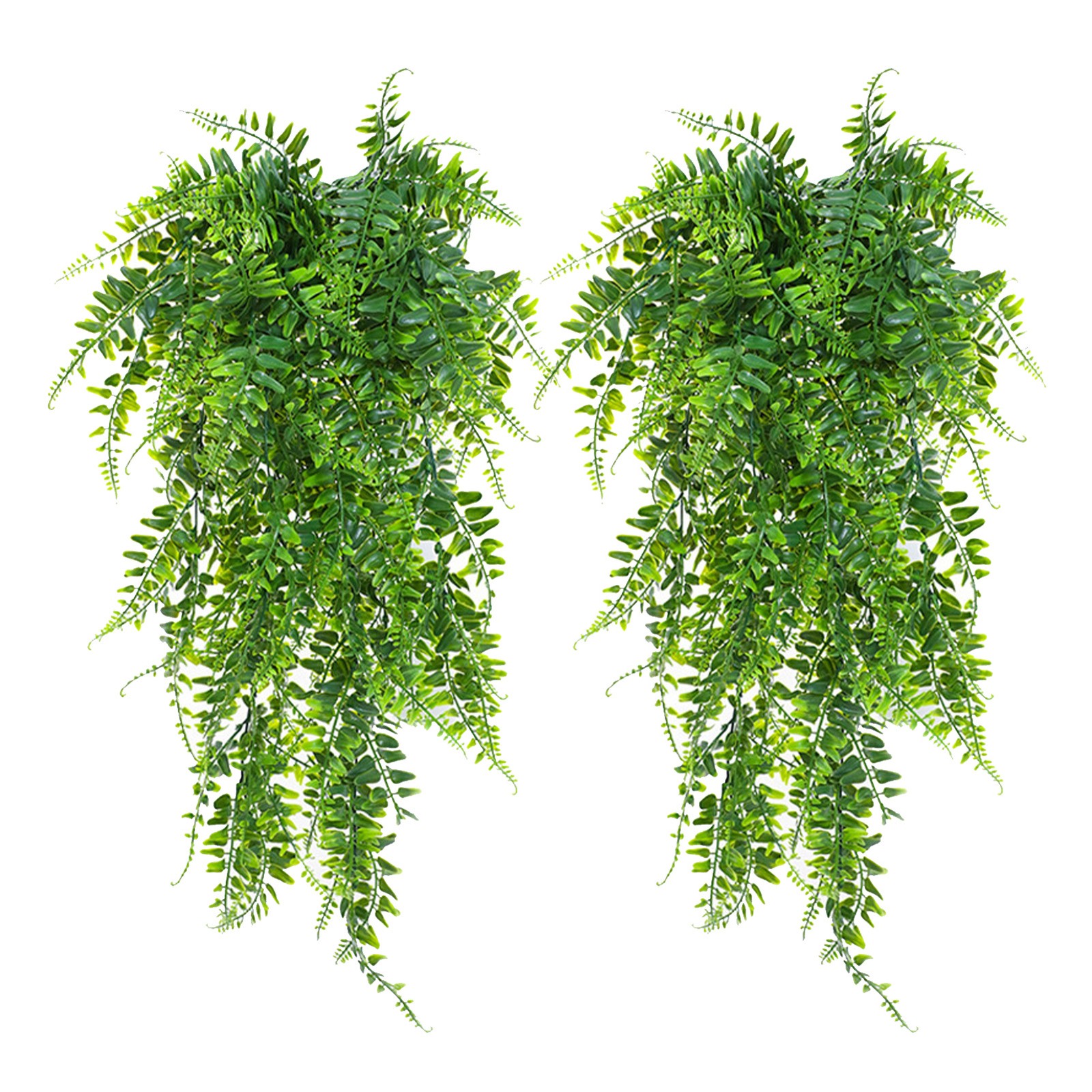2pcs Artificial Hanging Plants Fern Lifelike Decoration For Home Green 75cm