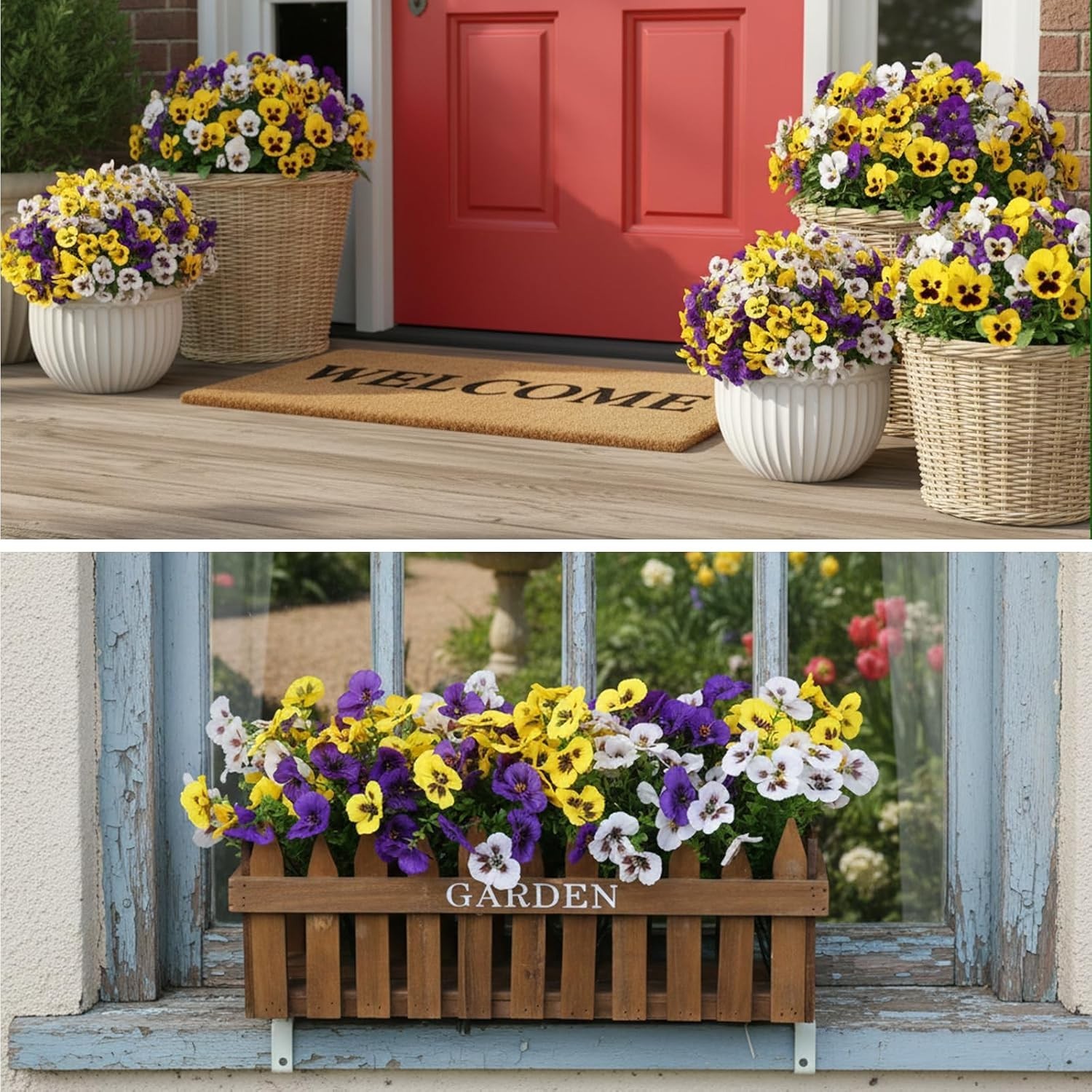 Vibrant 12 Bundle Faux Silk Pansy Set – Perfect for Home and Garden Decorating