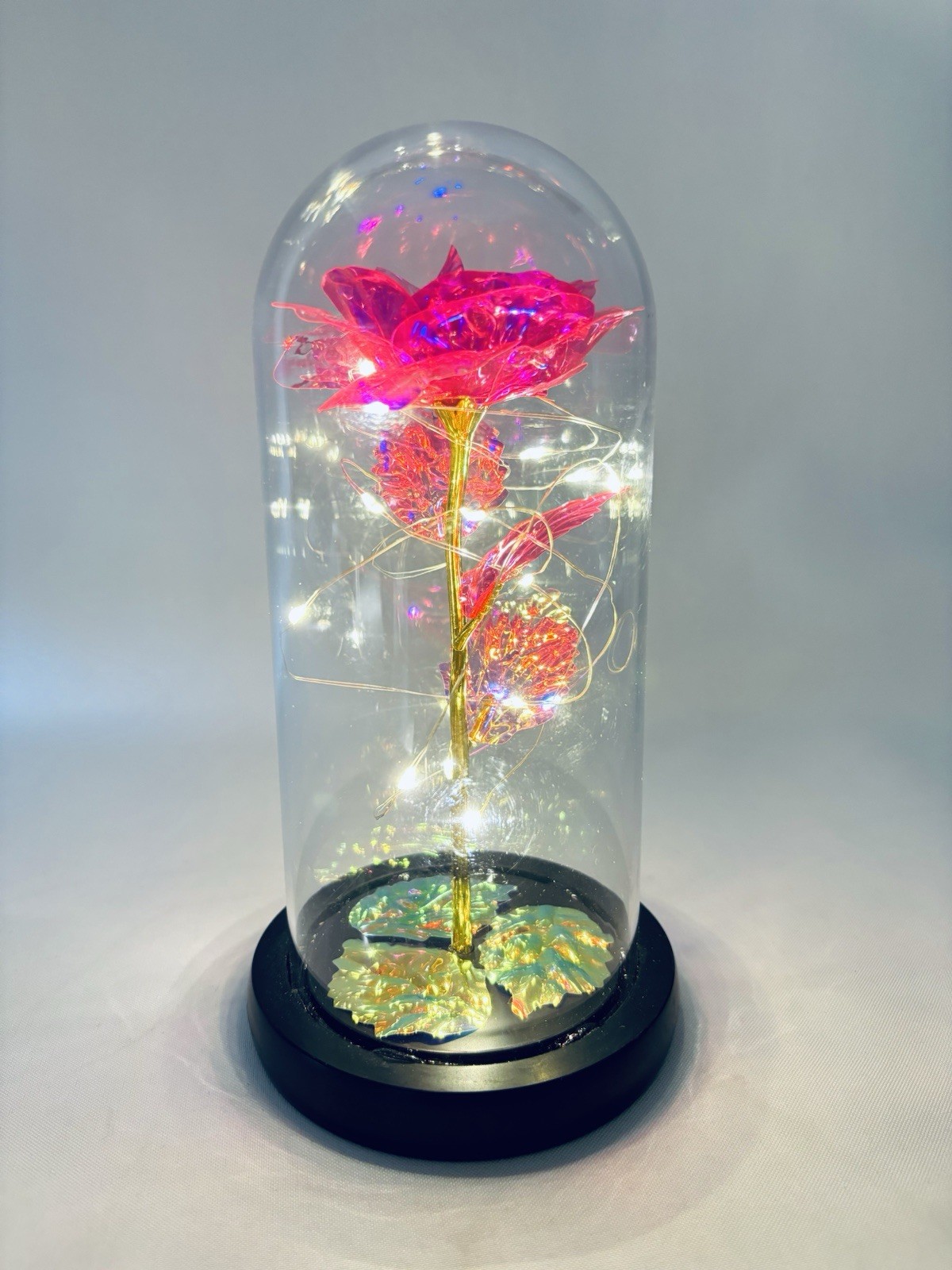 Enchanted Forever Rose Flower In Dome Glass LED Night Light Anniversaries Gift