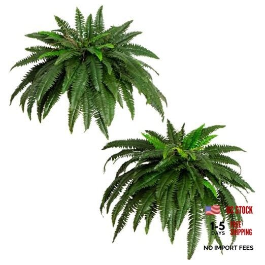 48in Artificial Boston Fern (Set of 2), Large Faux Greenery 48″ – Set of 2