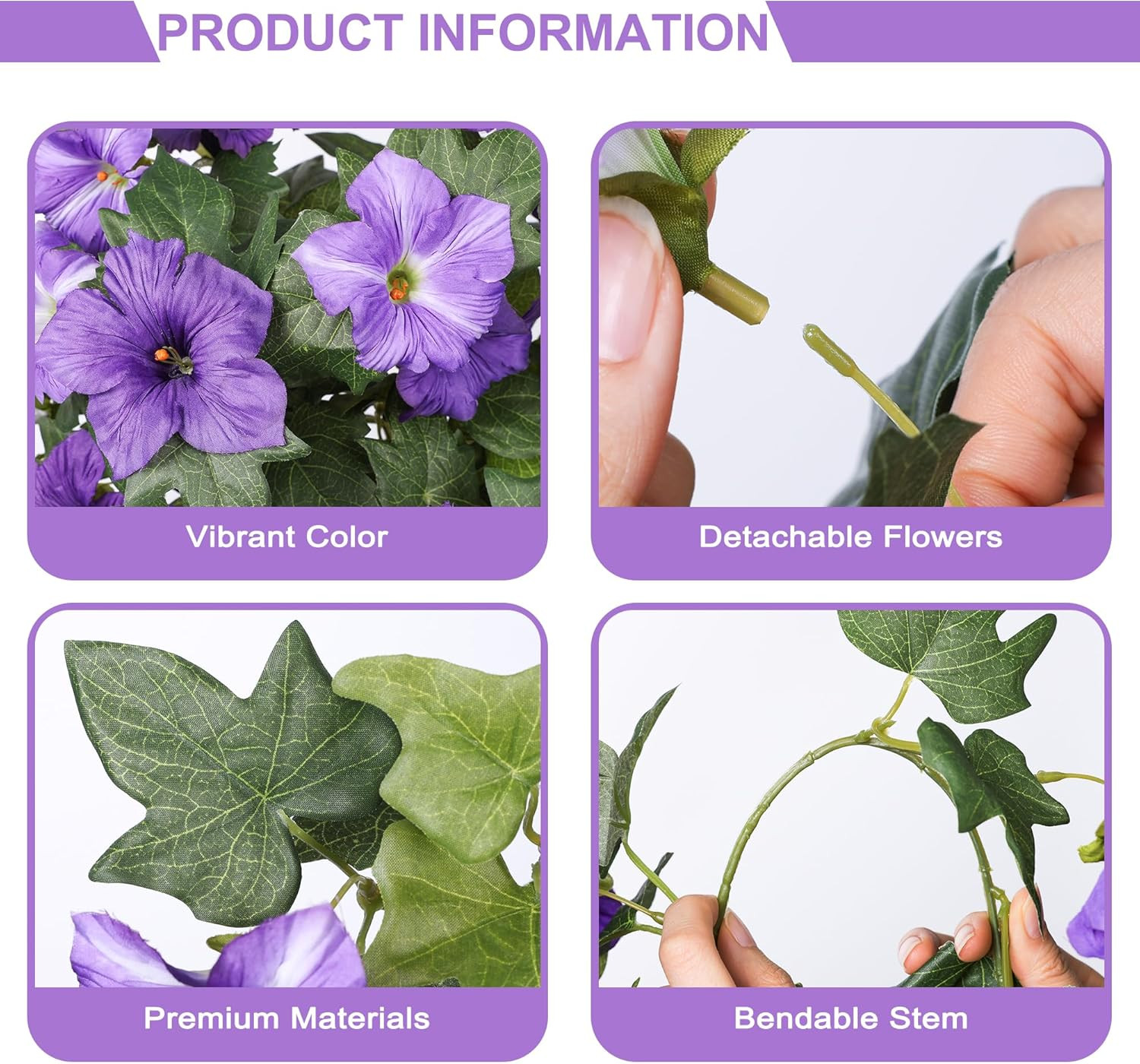 Artificial Flowers for Outdoors 2PCS Faux Petunias Silk Fake Flowers for outside