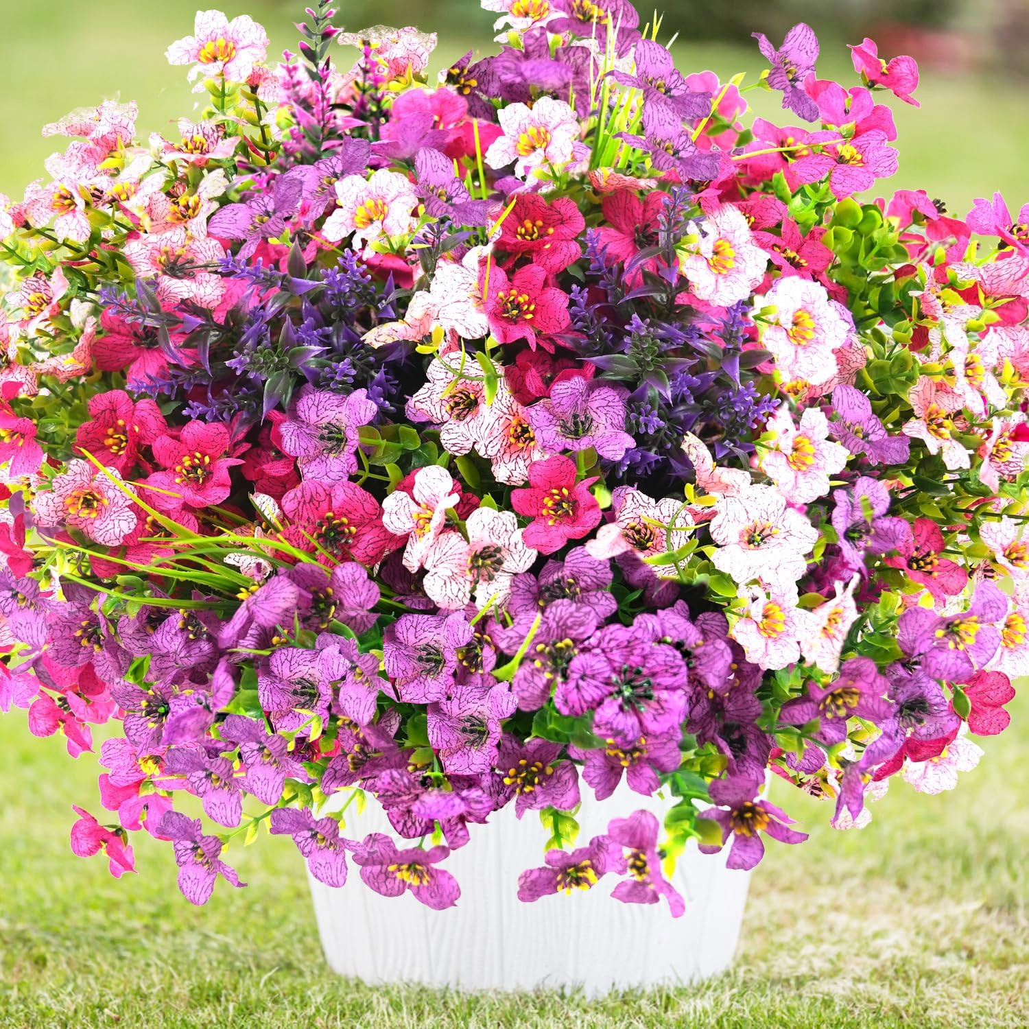 UV Resistant Artificial Flowers – 12Pcs Mixed Color for Indoor & Outdoor Decor