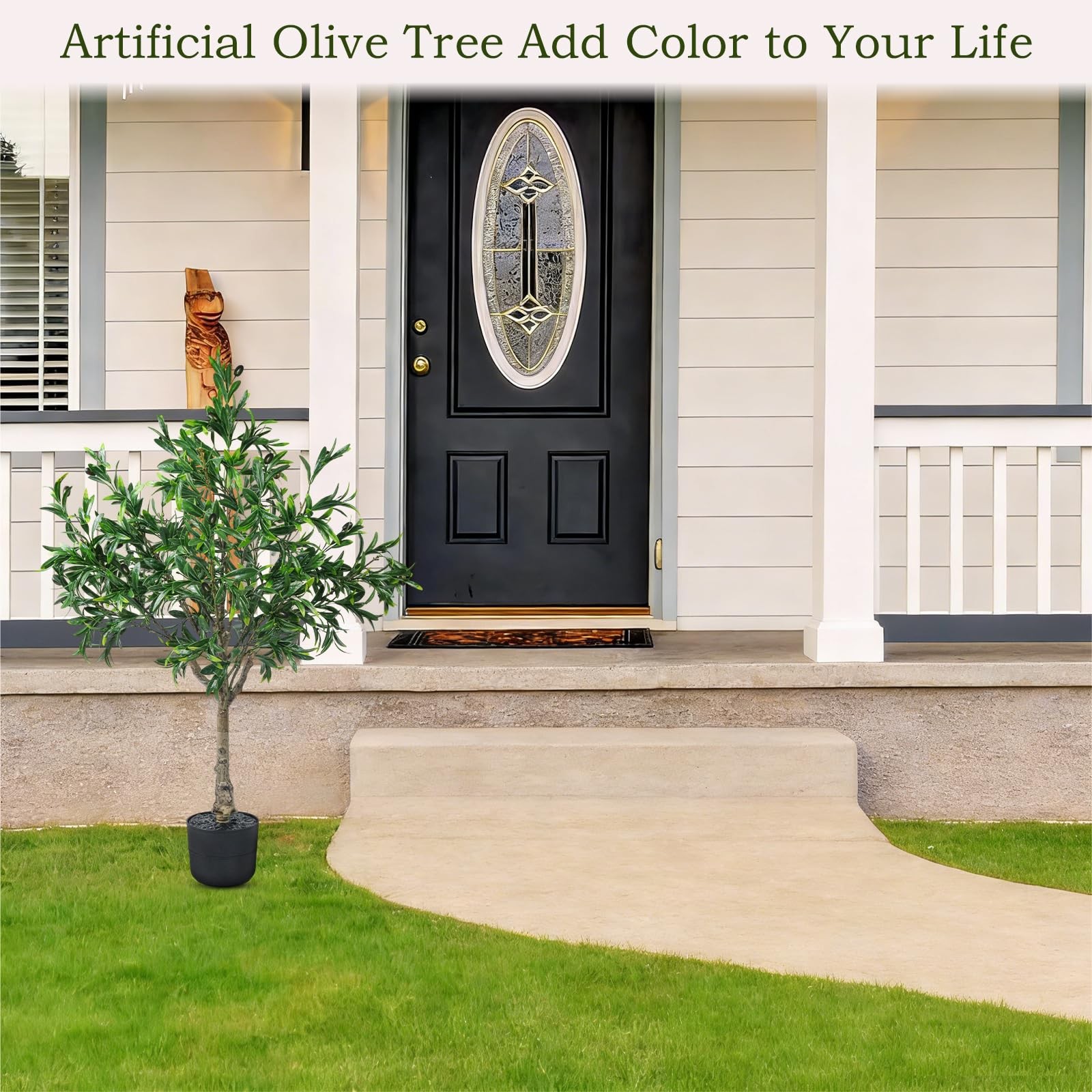 Olive Trees Artificial Indoor Outdoor Potted Artificial Plants,3.6FT Pathway …