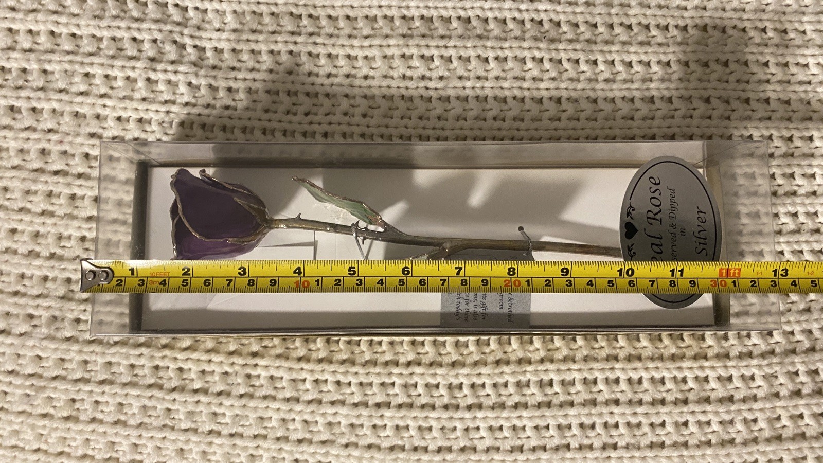 NEW UNOPENED Gift Box Lilac Purple Lacquer Dipped Silver Real Rose Decor