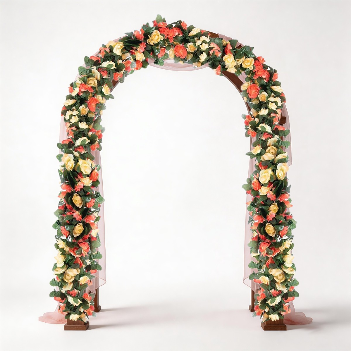 9Pcs/set Artificial Silk Flower 8.2Ft Garland Fake Rose Vines Wall Hanging Plant