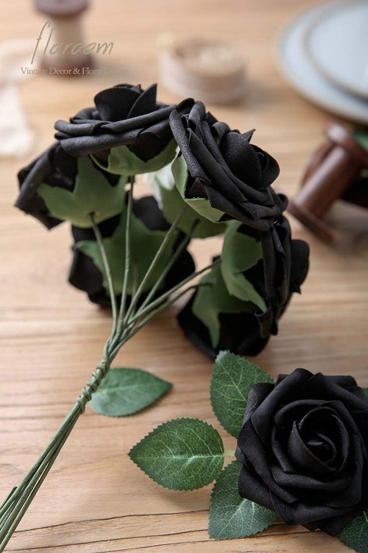25pcs Black Foam Roses – Versatile DIY Flowers for Special Occasions