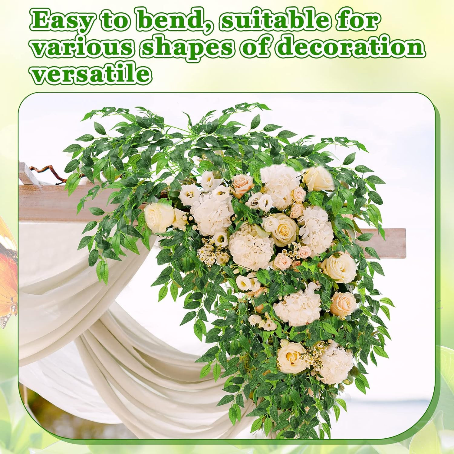 30 Pcs Artificial Italian Ruscus Greenery Stems 26.8 Inch Hanging Greenery Spray