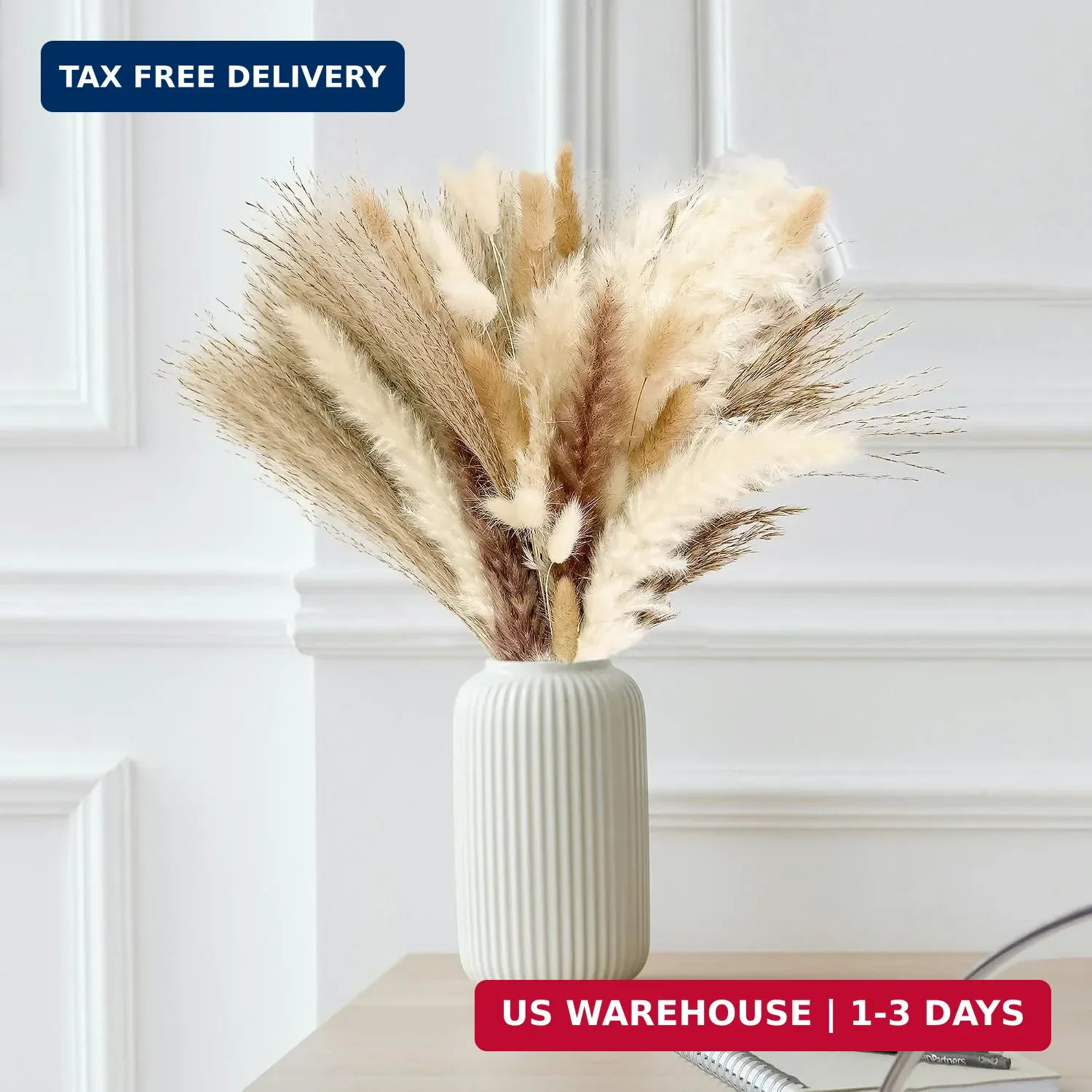 300 PCS Dried Pampas Grass Decor, Dried Flower Bouquets for Wedding, Home, Cente