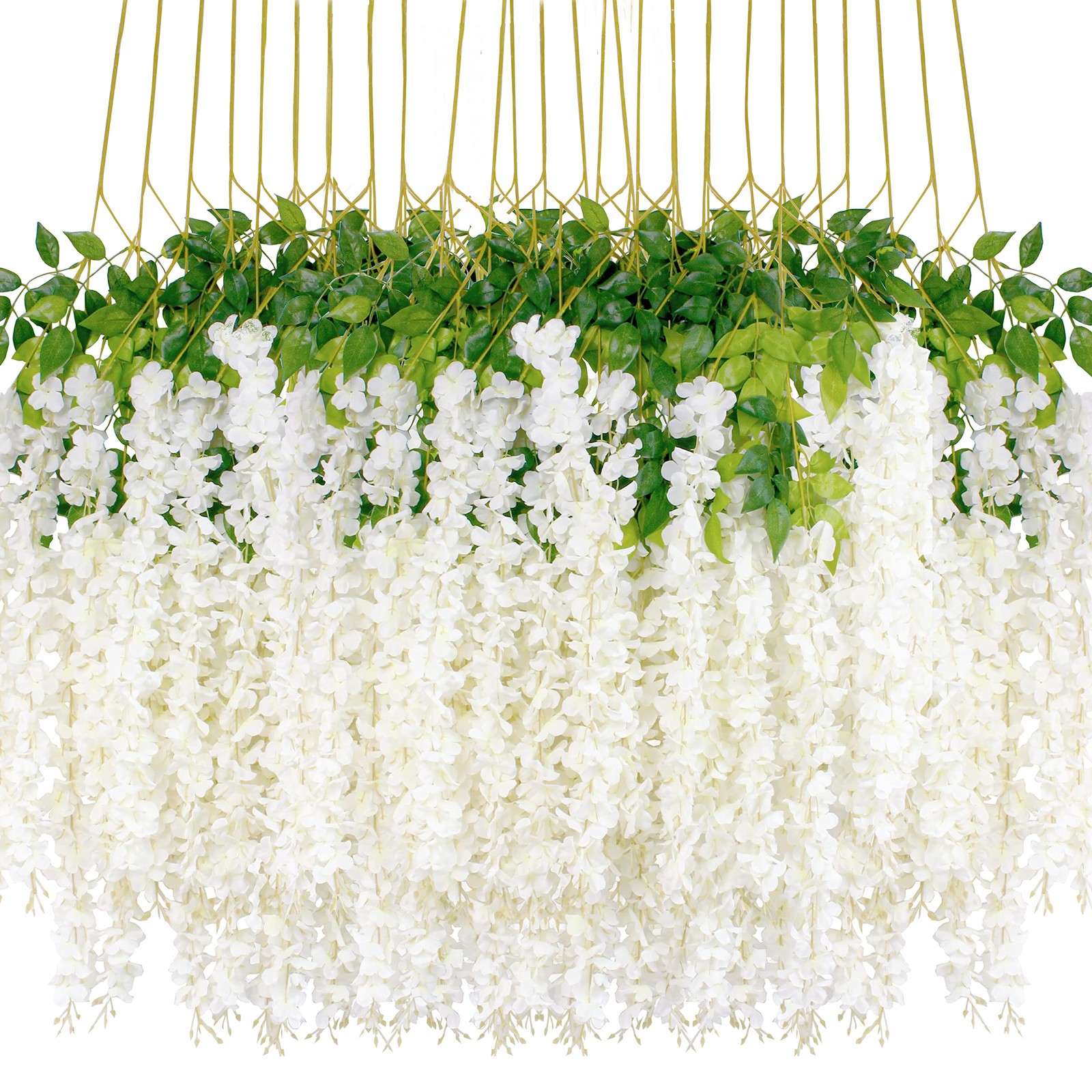 Wisteria Hanging Flowers 24 Pack Artificial Flowers Fake Wisteria Vine Rattan…