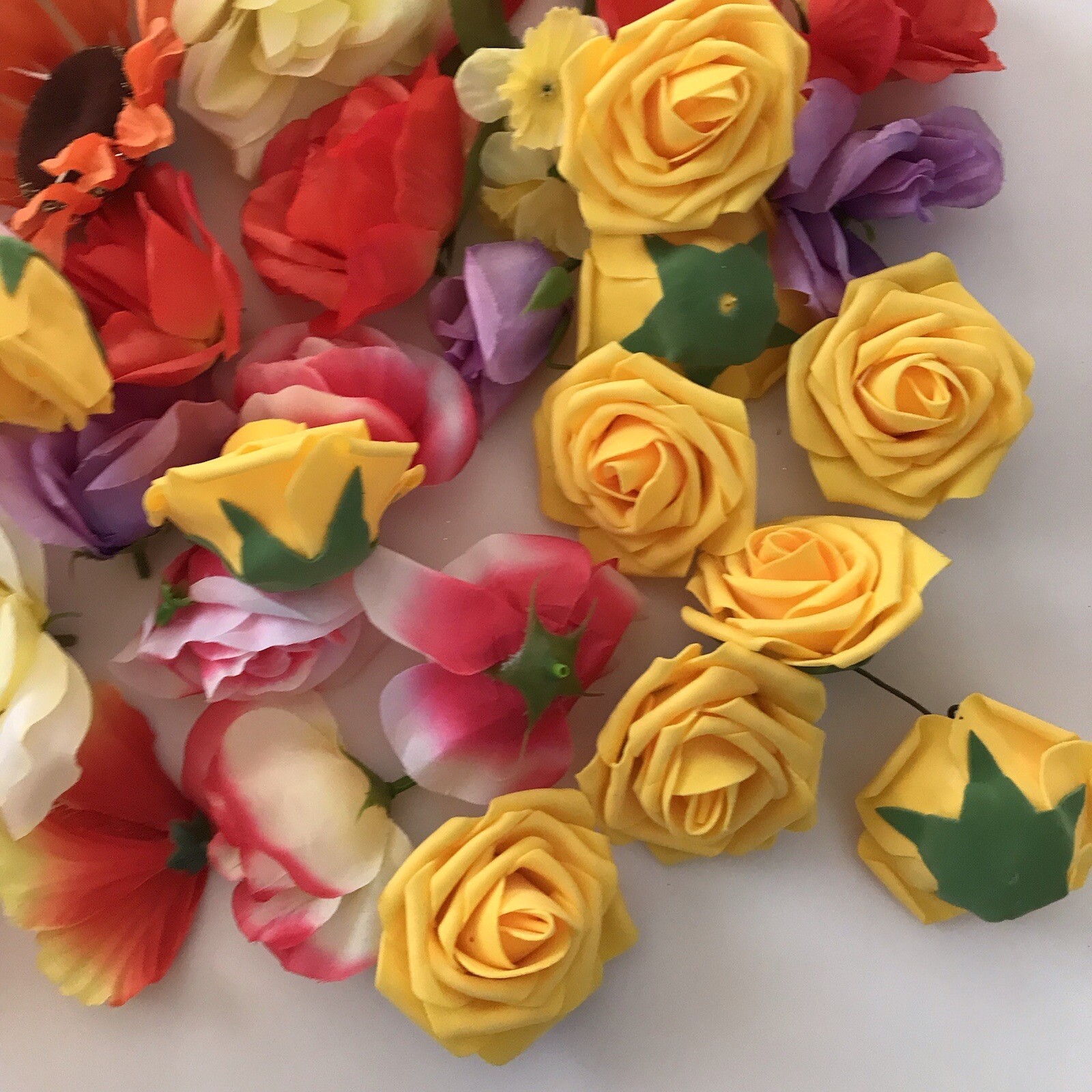LOT 40 Faux Flowers CRAFT Deconstructed Flowers Fake Rose Foam Fabric Wreath