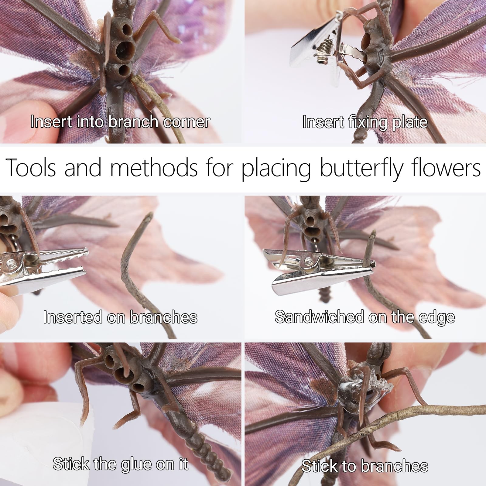 5 Pcs DIY Butterfly Decorations 5 Butterfly Branches with 30 Fake Butterflies…