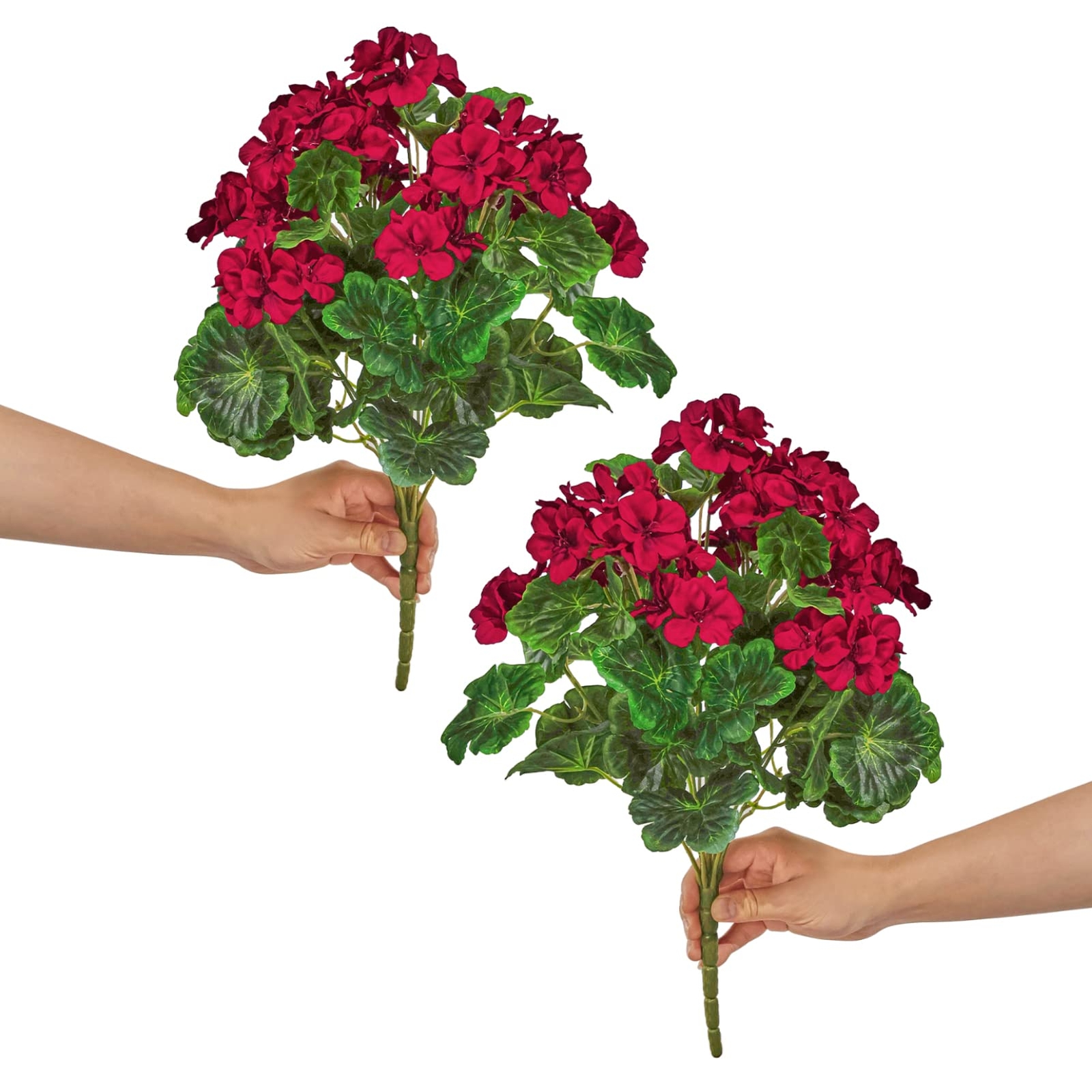 2Pcs 19” Realistic Artificial Geranium, Uv Resistant, Wedding Kitchen Garden…