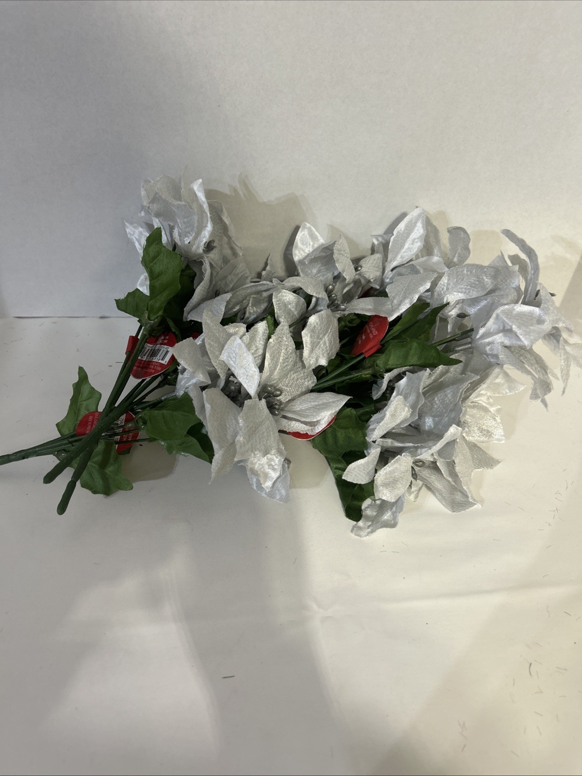 Ashland 9″ Silver Poinsettia Flower Picks Set of 10 New