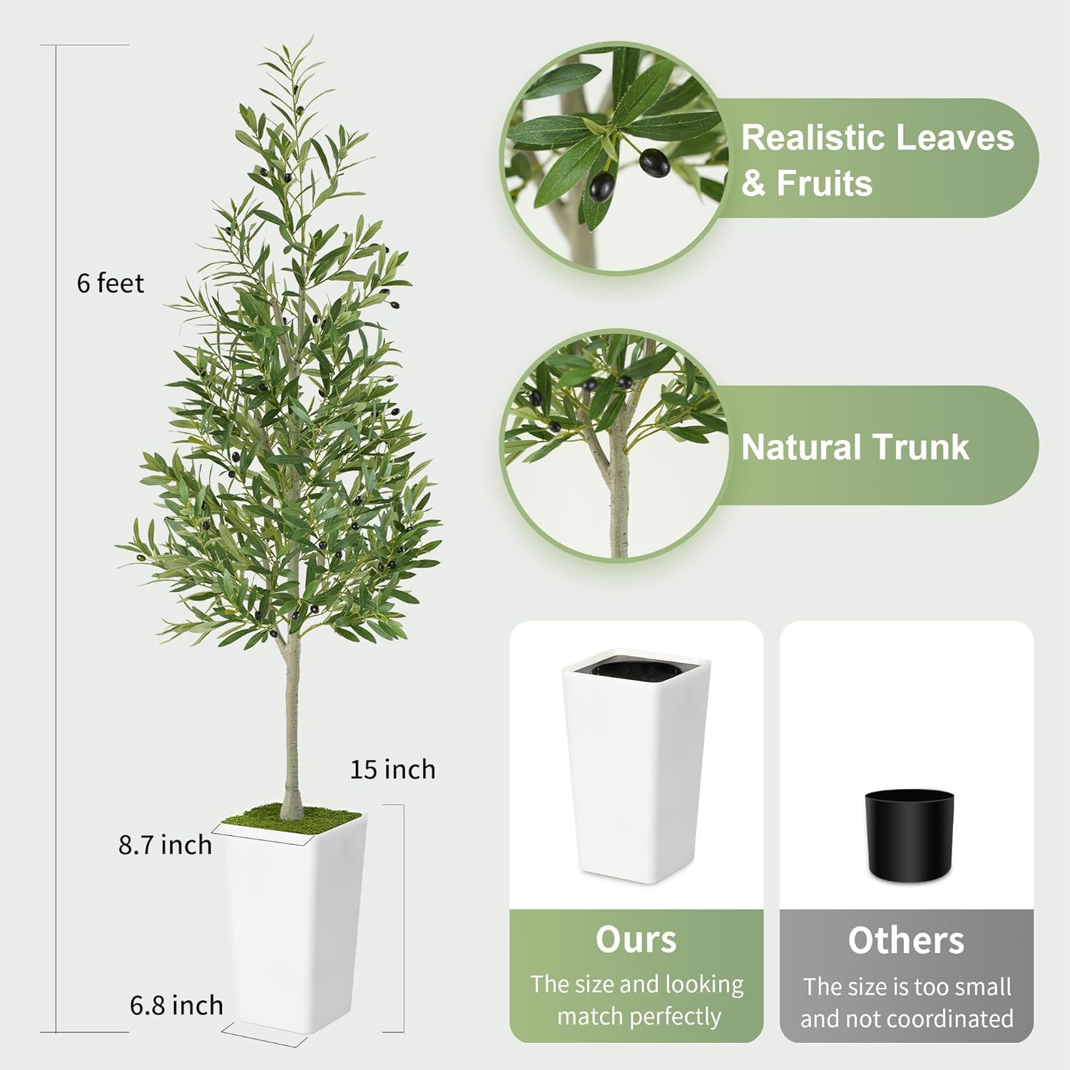 6Ft Realistic Artificial Olive Tree – Perfect Faux Plant for Home & Office Decor