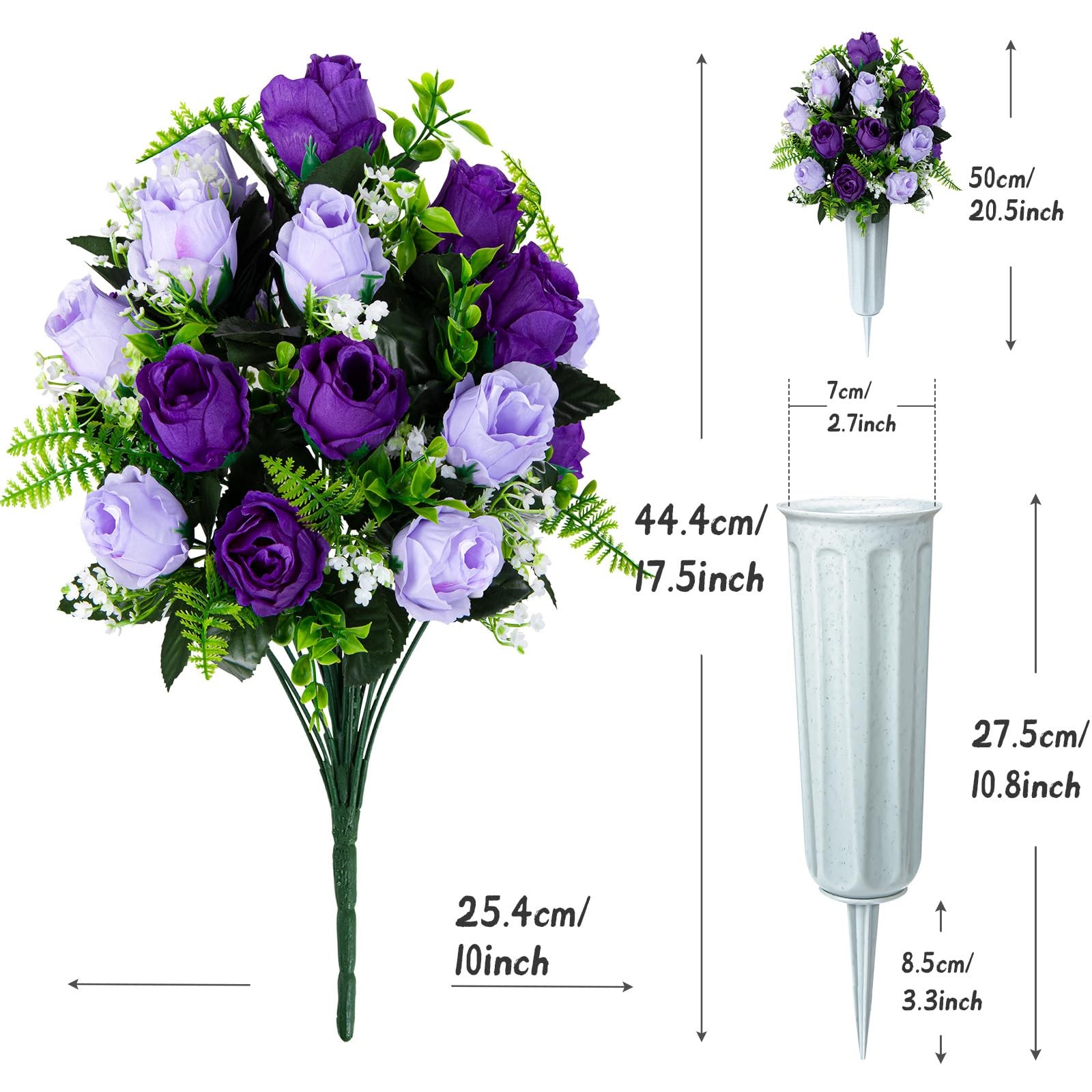 Artificial Cemetery Flowers for Grave Decorations, Artificial Memorial Roses …