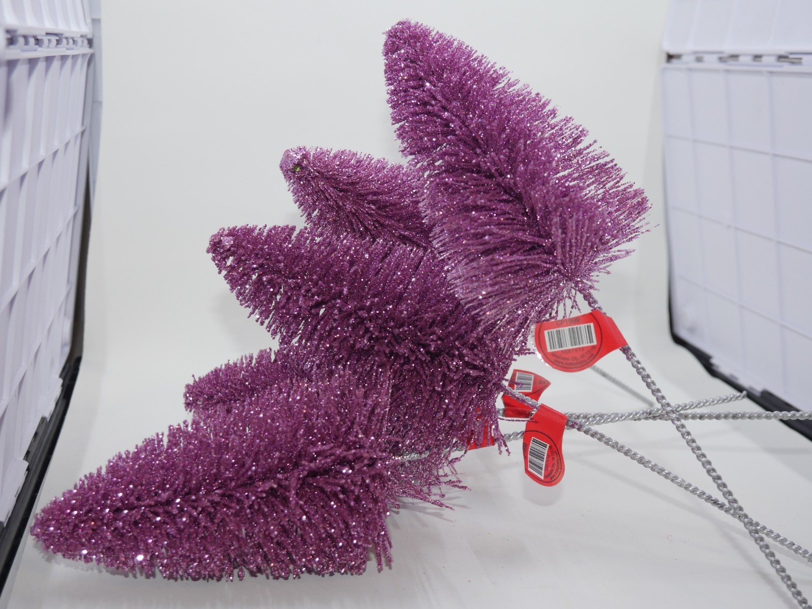Pink Sparkle Christmas Tree Picks Lot 5 Floral Stems Holiday Decor NWT HL 2024