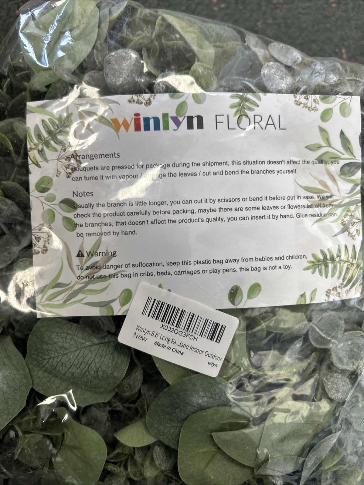 WINLYN FLORAL Fake Green Foliage for Bouquet Arrangements