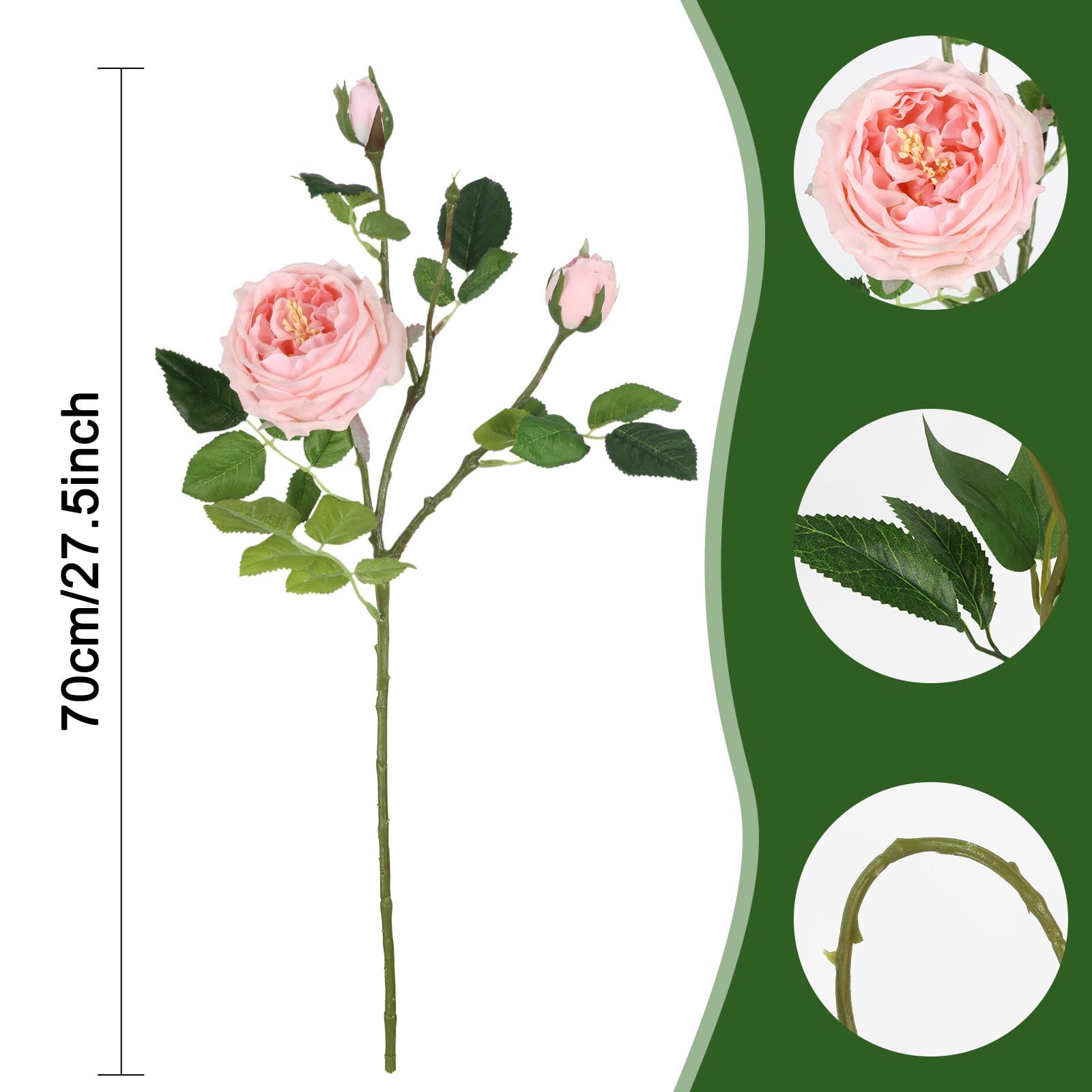 Real Touch Pink Austin Roses Peonies Artificial Flowers 4 Bouquets Latex Fake…