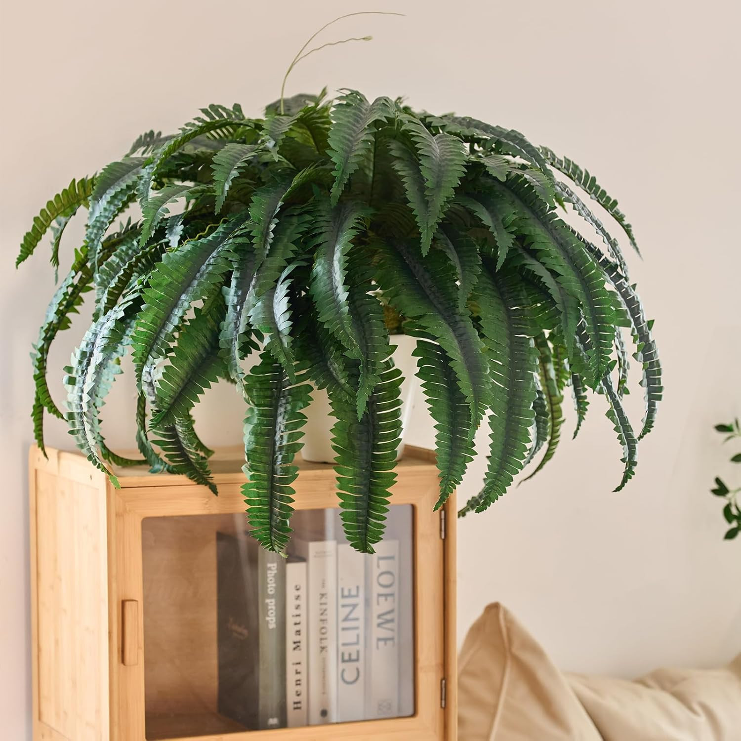 2 PCS Artificial Ferns for Outdoors, 50″ Fake Ferns Artificial Plants Large Real