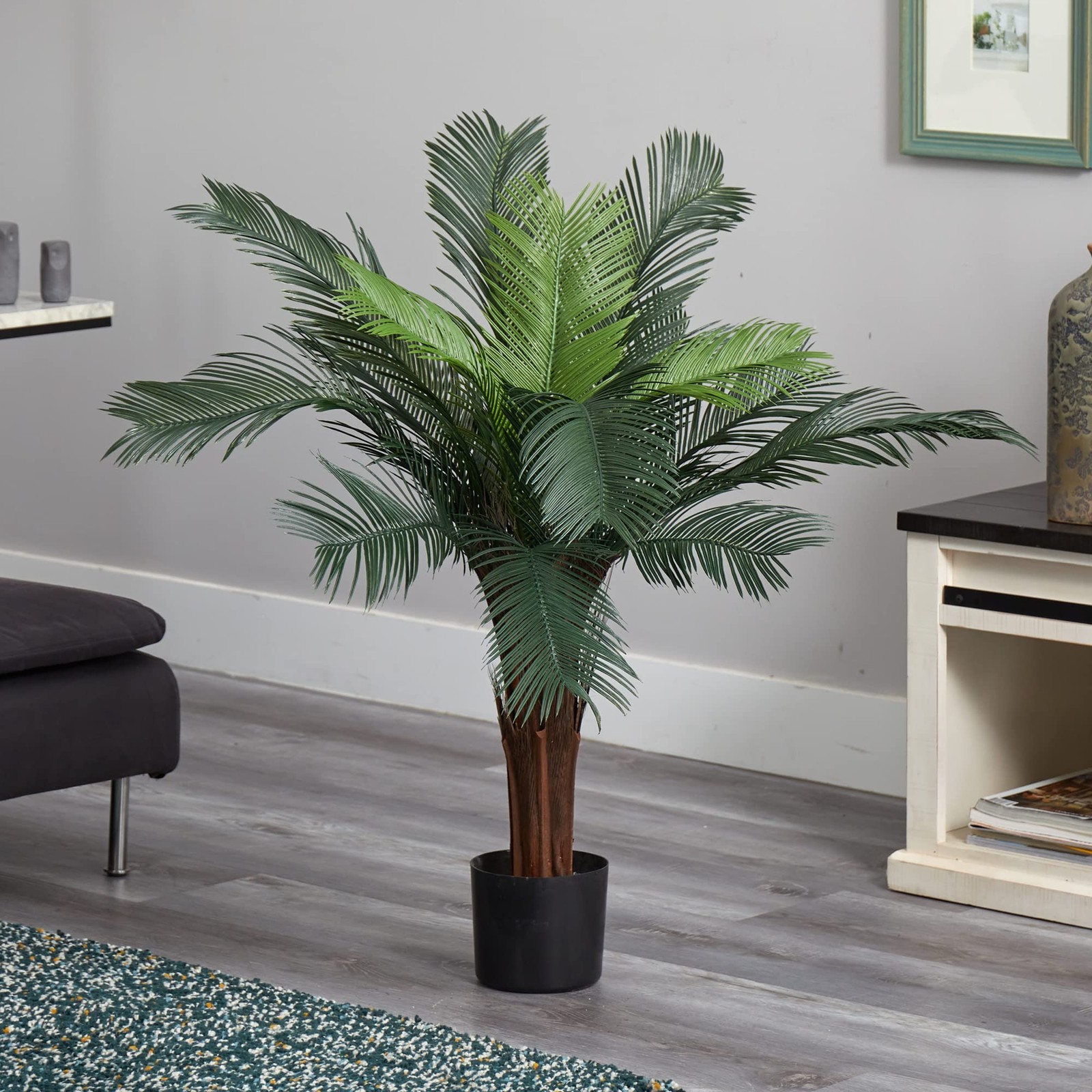 Nearly Natural 3Ft Cycas Artificial Palm Tree Uv Resistant Faux Greenery For