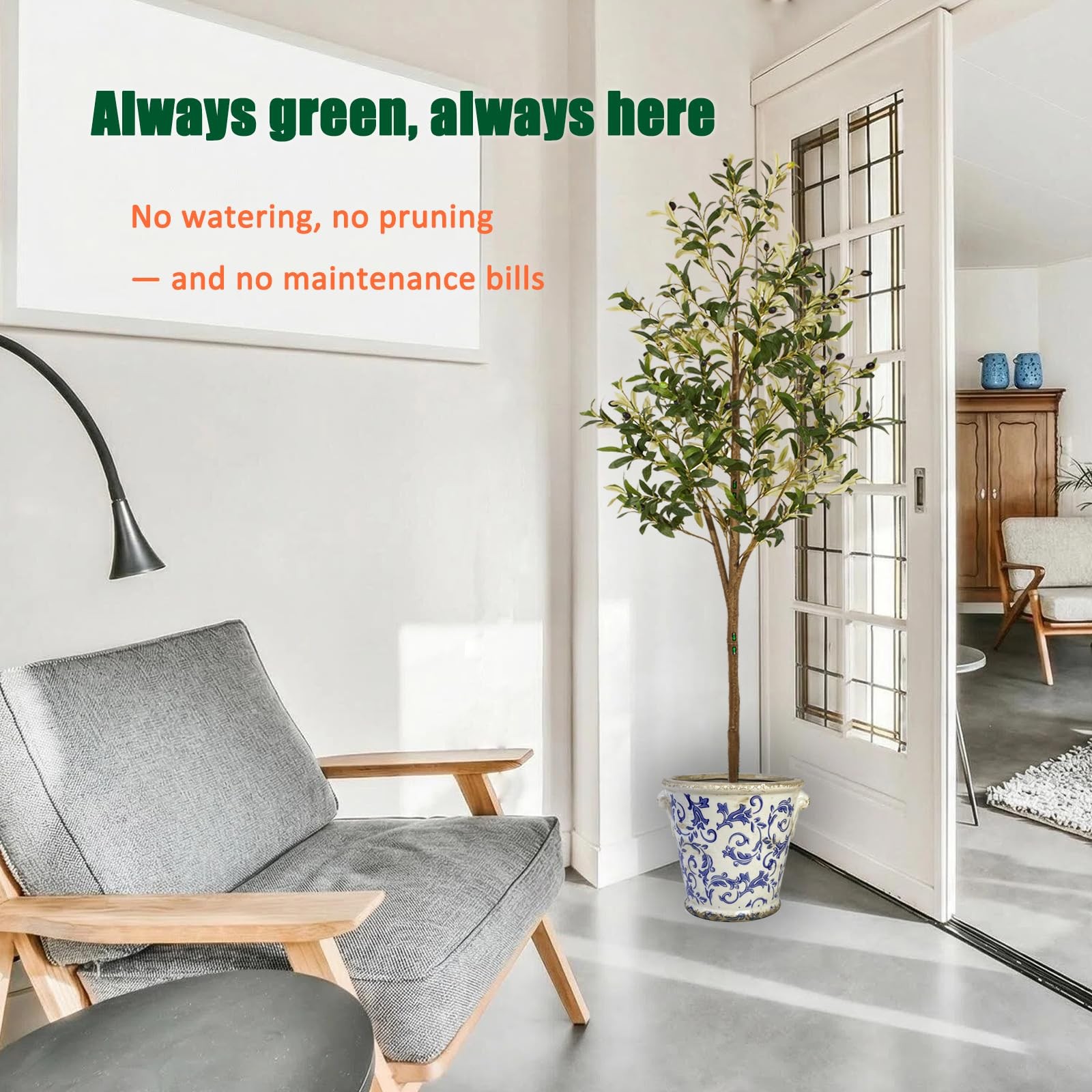6ft Artificial Olive Trees Indoor, Faux Olive Tree 6 Feet Fake Plants with Re…