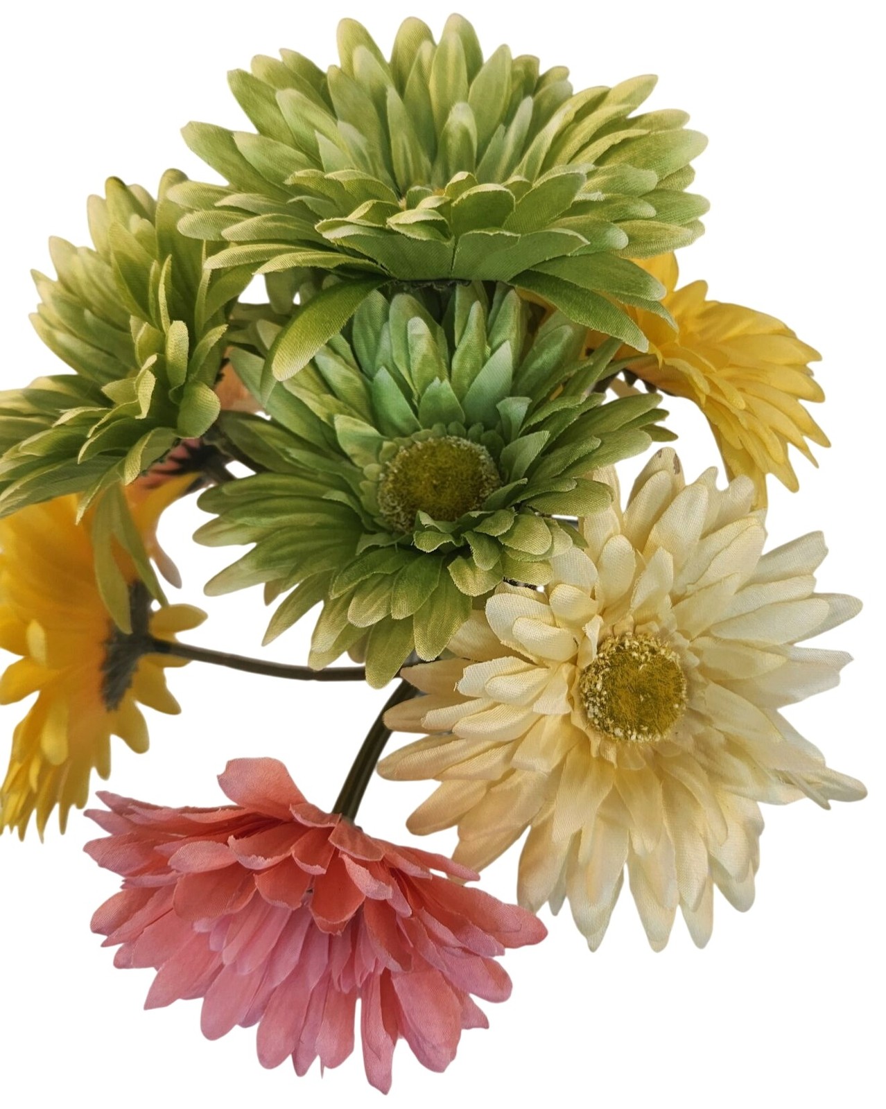 Silk Gerbera Daisy Floral Arrangement – Green Yellow & Pink Multicolor