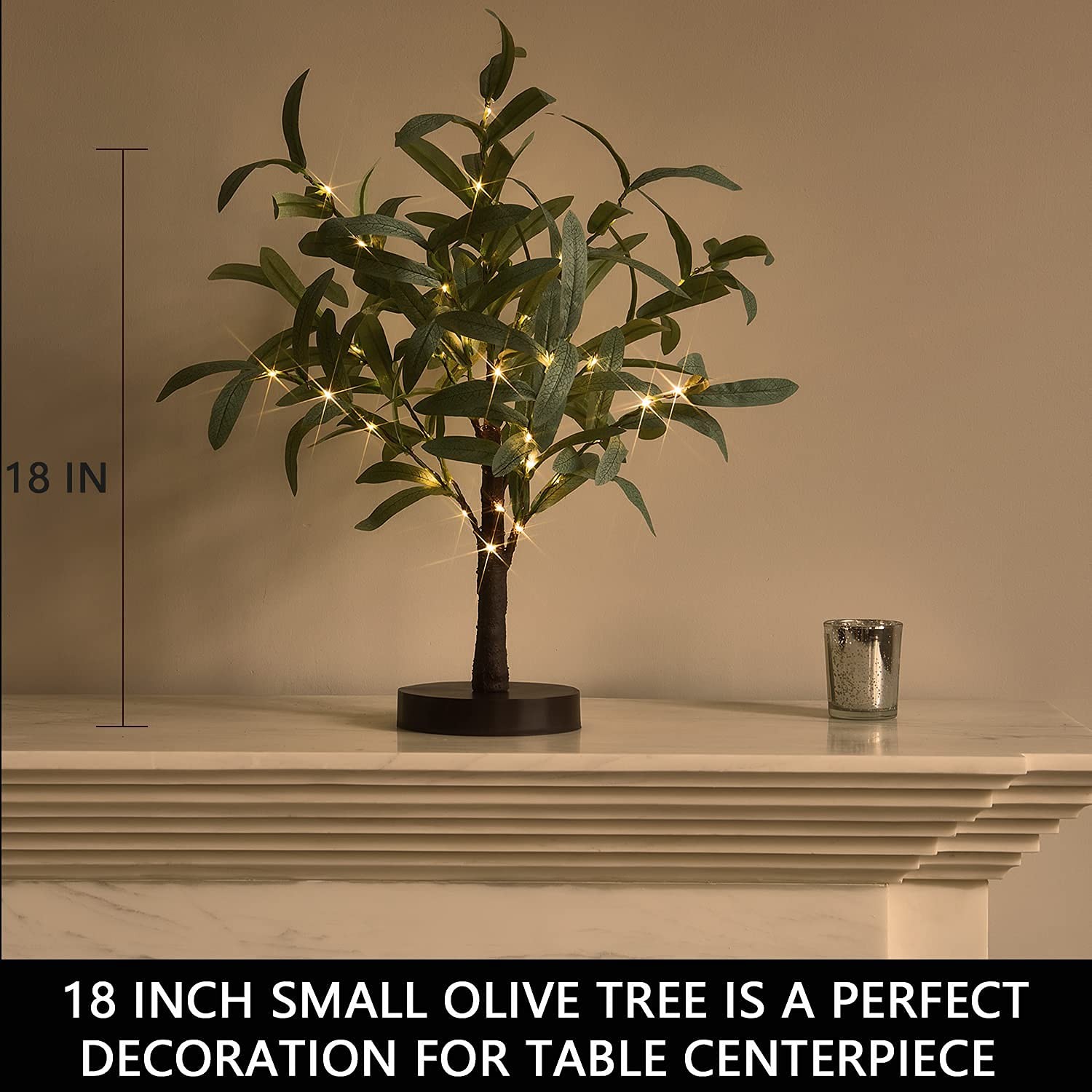 Little Lighted Tree with Timer 18in 50 LED USB Battery Operated Table Top Bon…