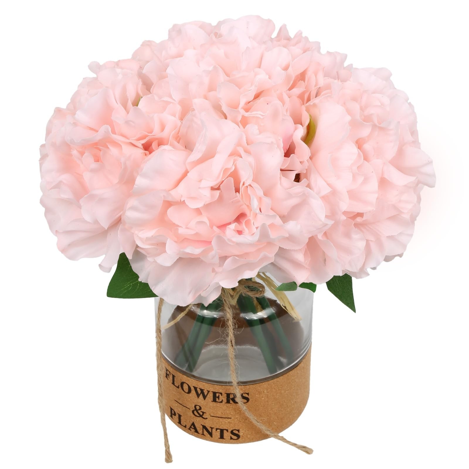 2 Bundles Pink Flowers Artificial Peonies Bouquets 10.63″ Faux Silk Peony Flo…