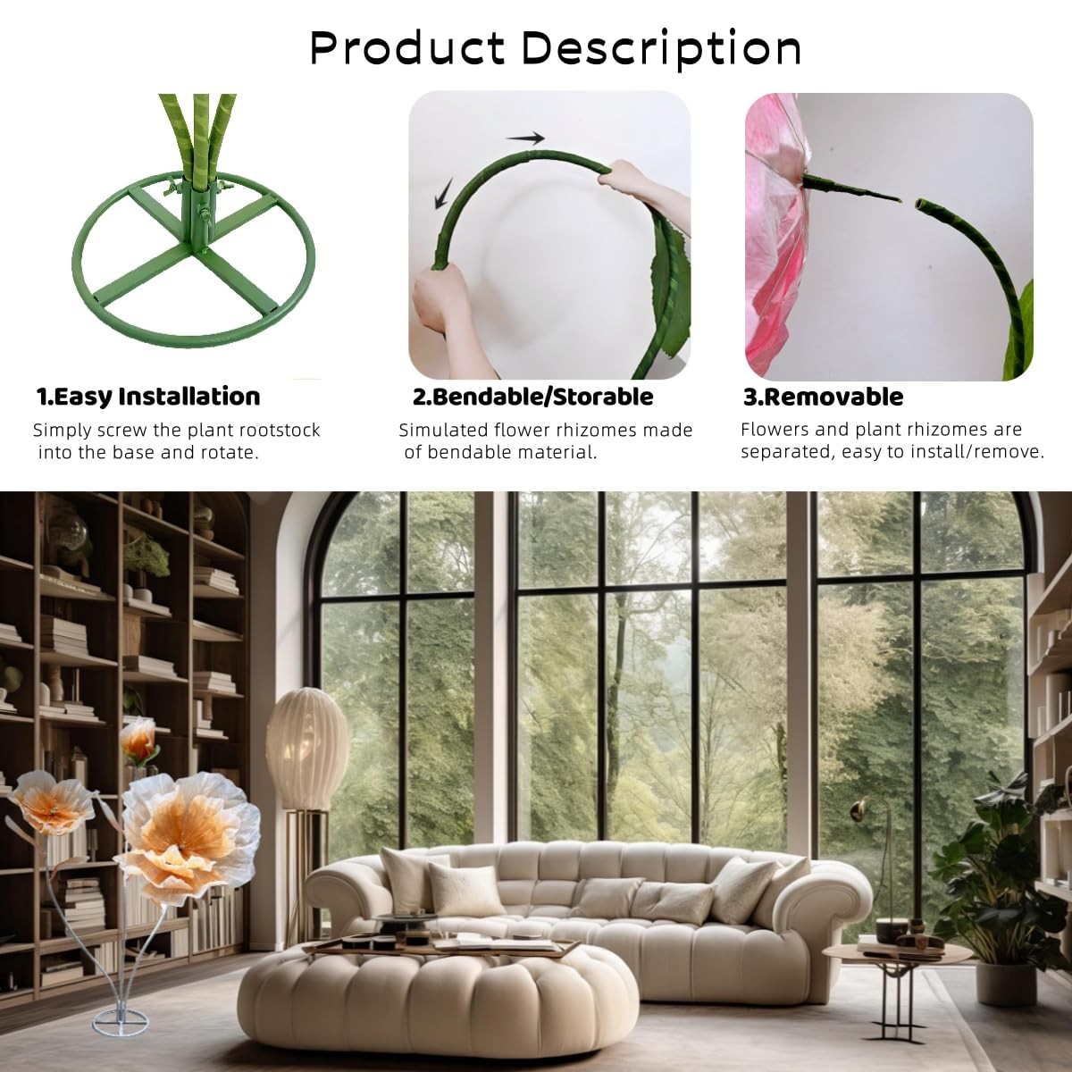 Giant Flowers for Decoration, 5.9 Ft Large Artificial Flower Decor Waterproof…