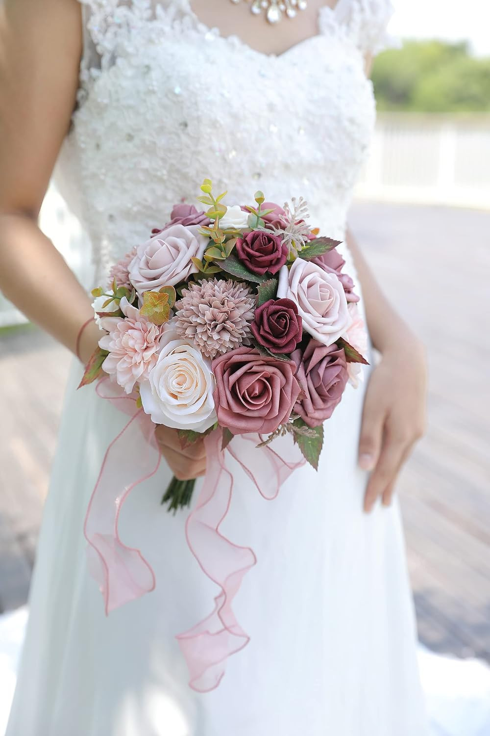 Artificial Flowers Combo Box Set Gradient Color Flower Leaf