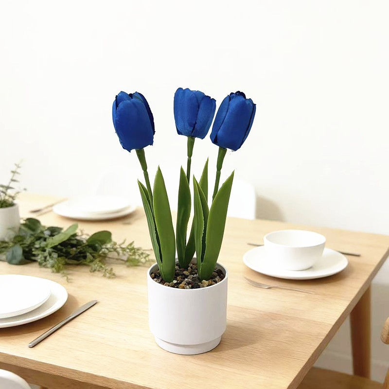 24x12x12cm Artificial Tulip Flower for Living Room Bedroom Shelf Decor