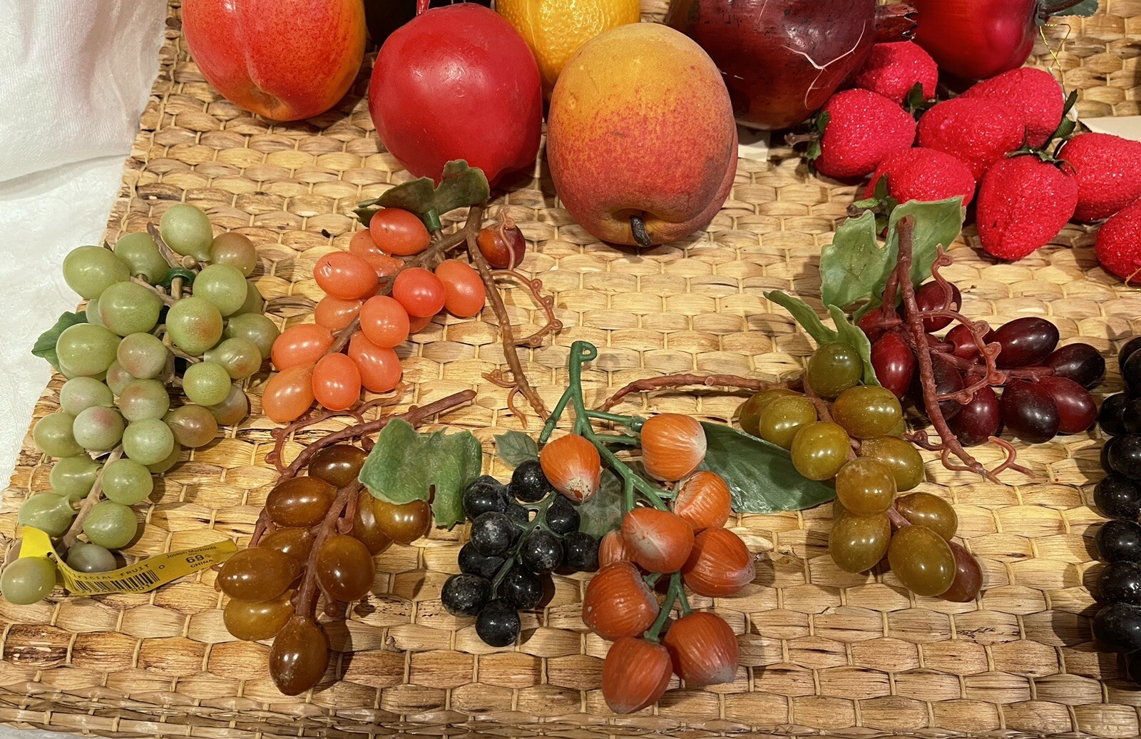 Faux Artificial Vintage Pomegranate Bon Marche Grapes Strawberry Fruits Props