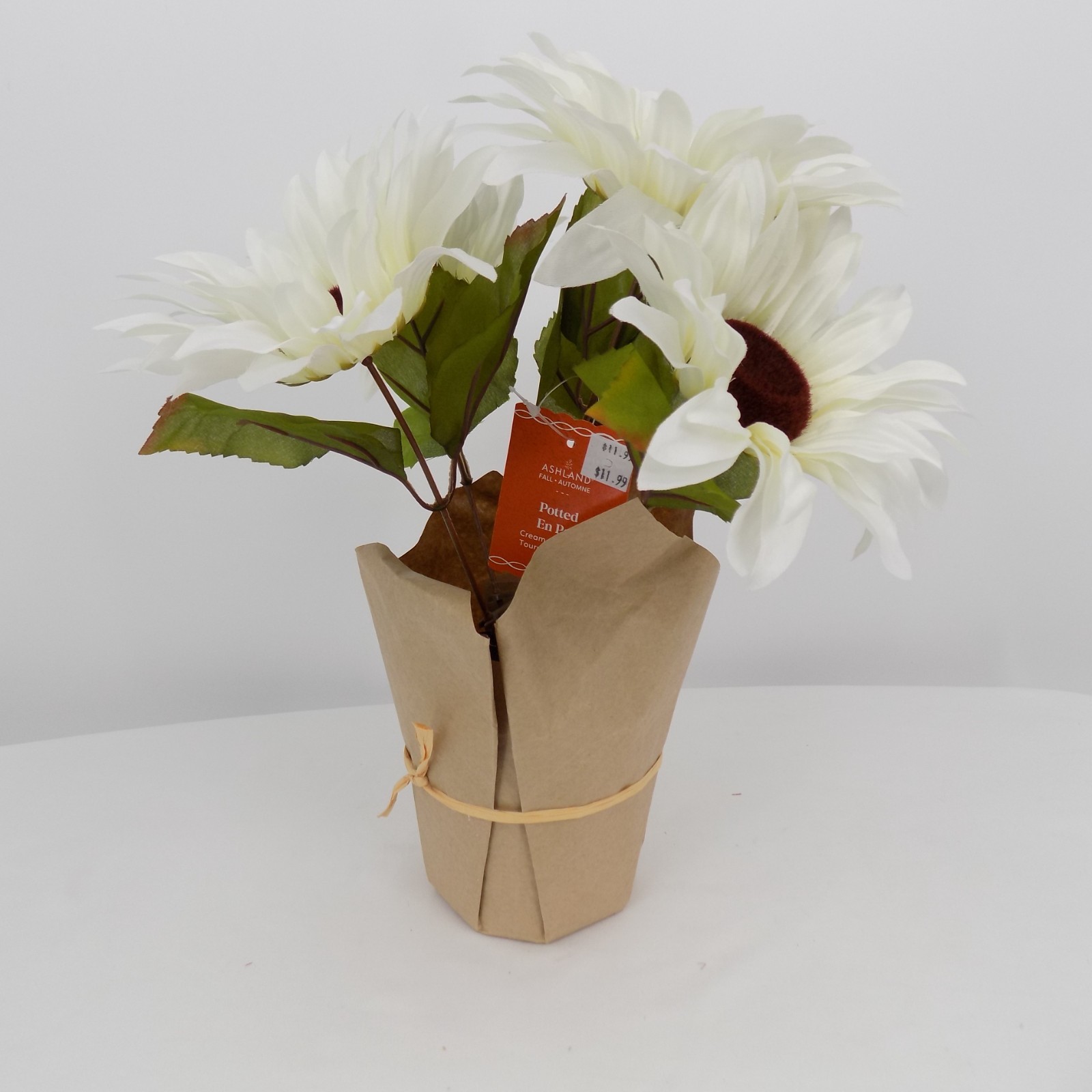 Cream Sunflower Potted Plant Faux Artificial Ashland Fall Flower Floral 5 Heads