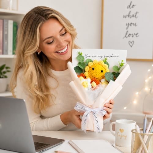 Crochet Sunflower Bouquet – “You are my sunshine” Artificial Flower Rose Gold