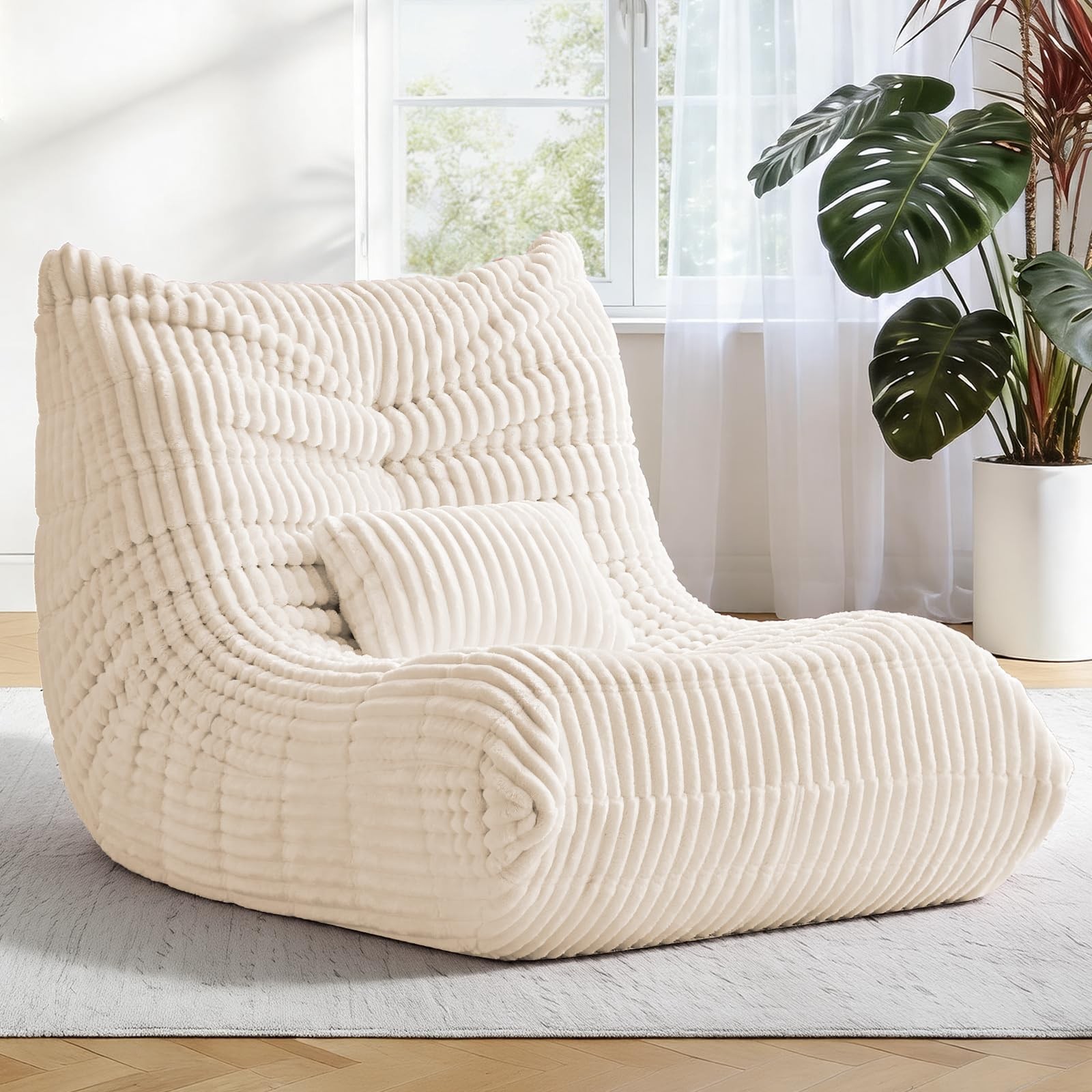 Bean Bag Chair with Lumbar Pillow, Gaint Bean Bag Chairs for Adults, Oversized
